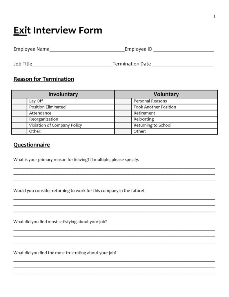 40 Best Exit Interview Templates Forms ᐅ TemplateLab