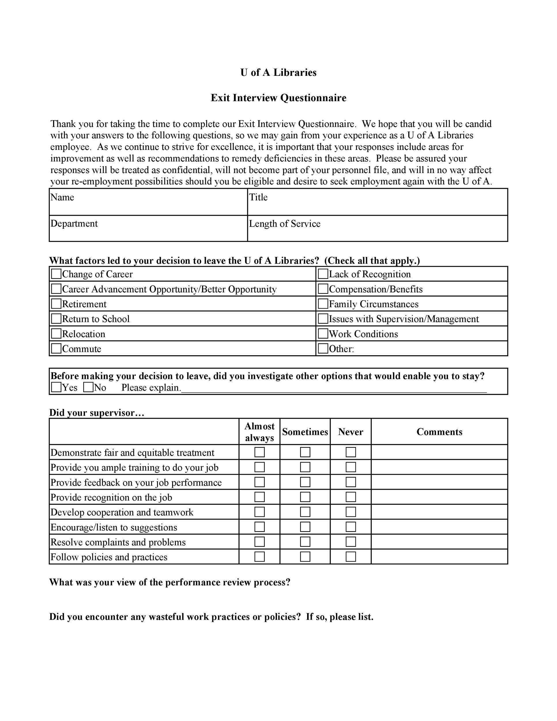 Free exit interview template 33