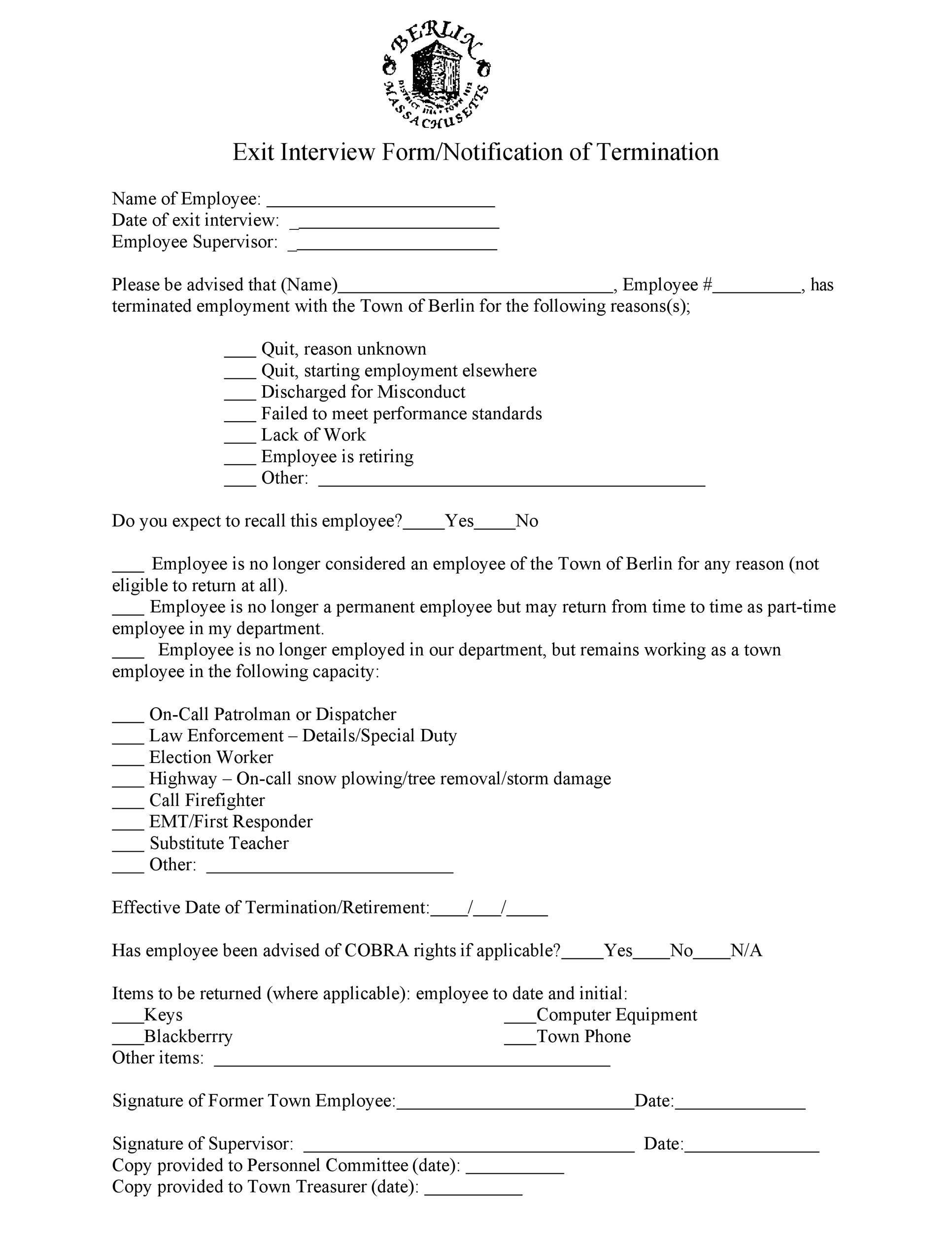 Free exit interview template 35