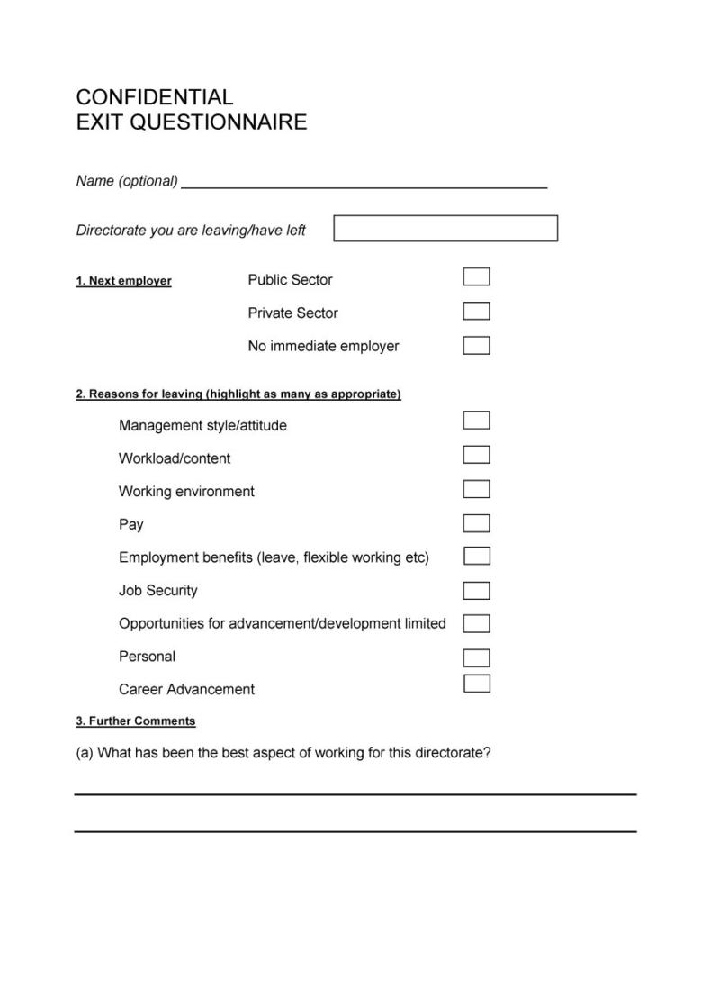Exit Interview Form Template Free