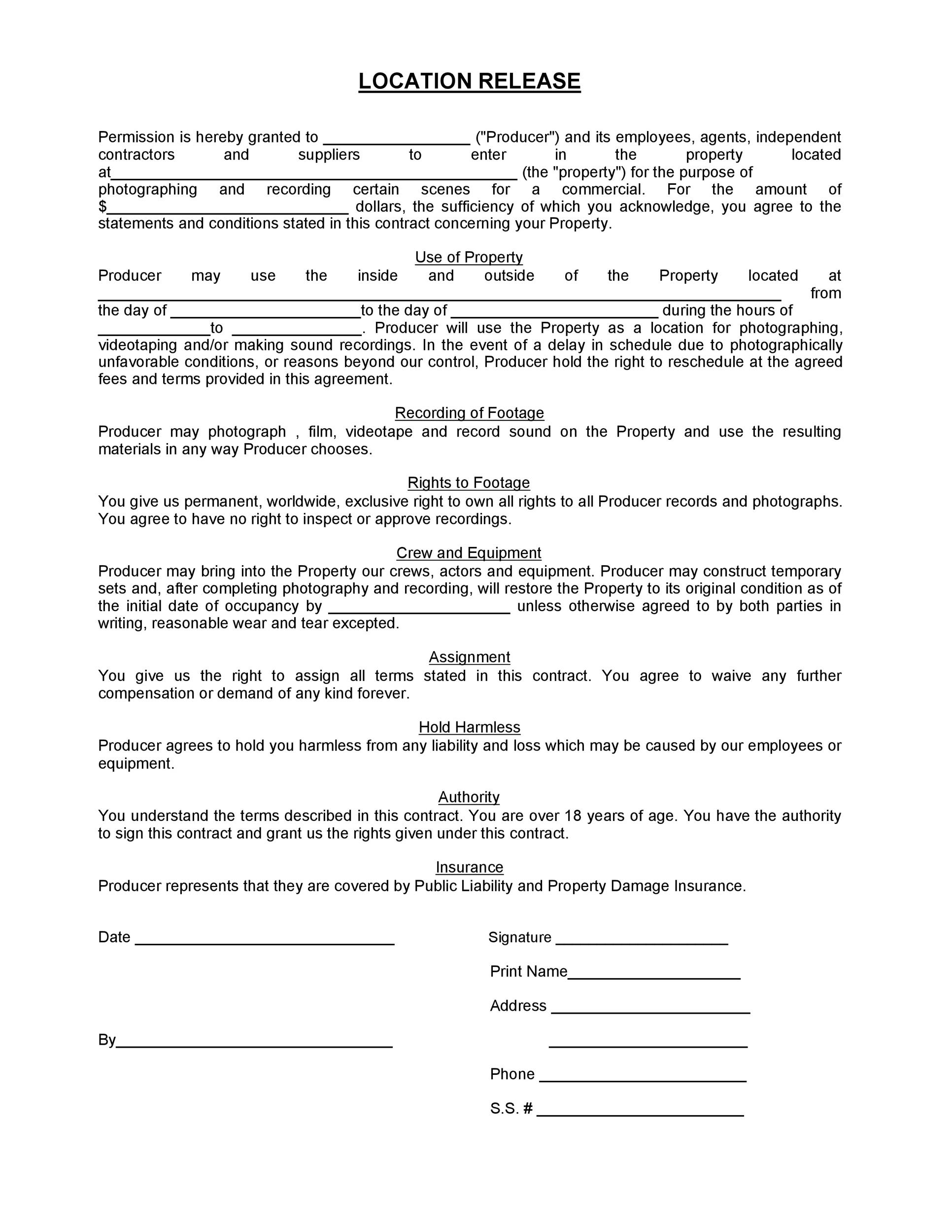 Free location release form 05