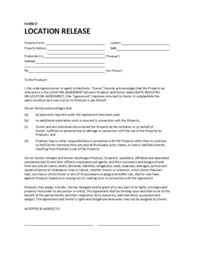 50 FREE Location Release Forms [for Film / Documentary / Video]