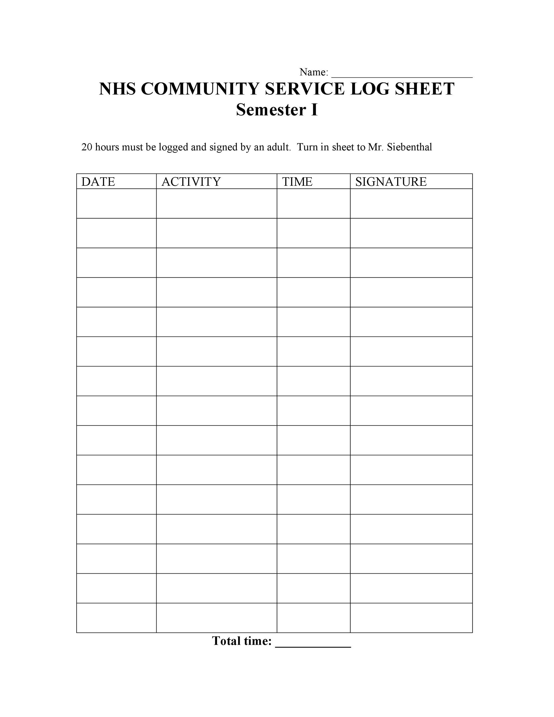 Free log sheet 19