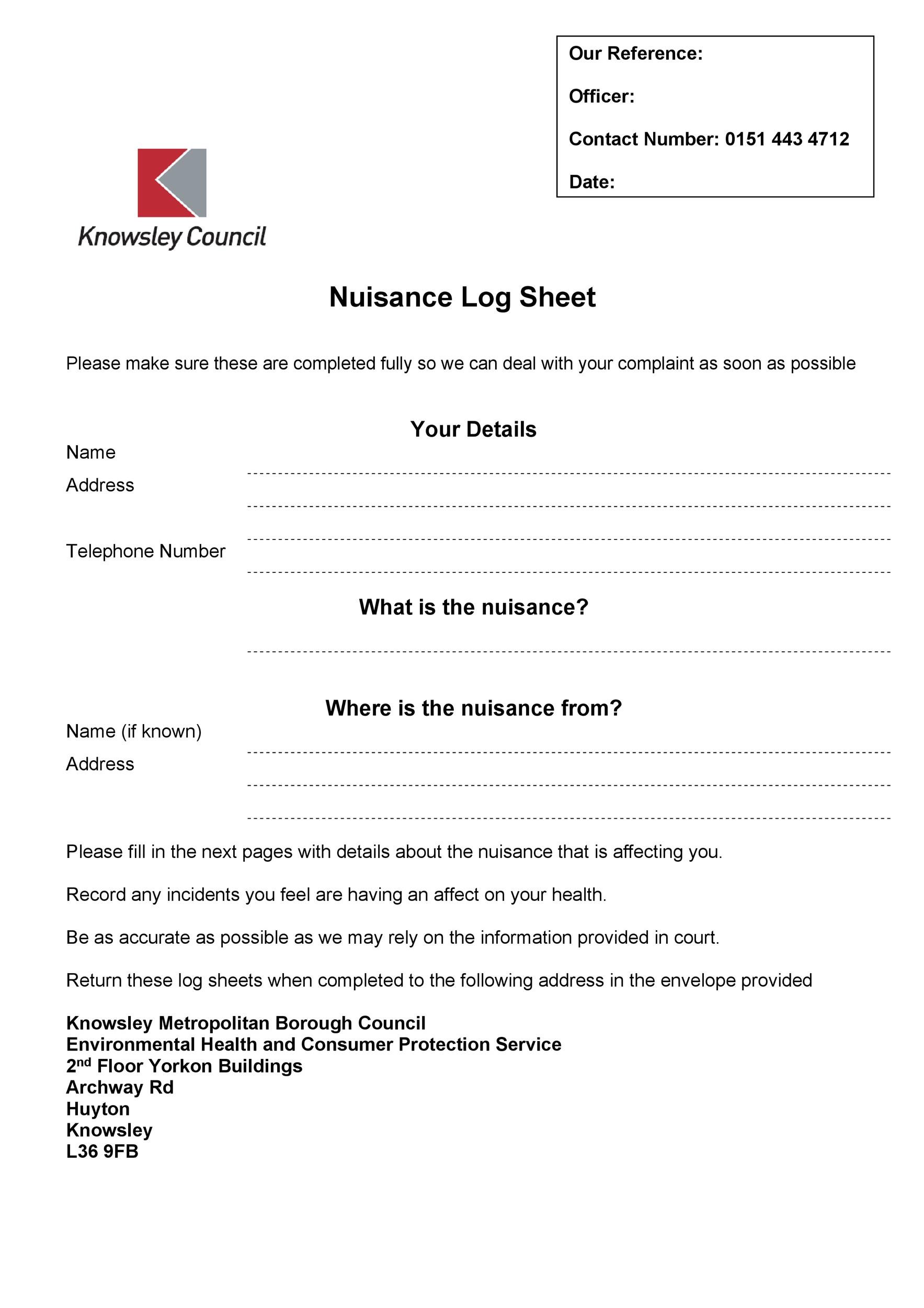 Free log sheet 22