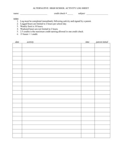 50 printable log sheet templates direct download templatelab