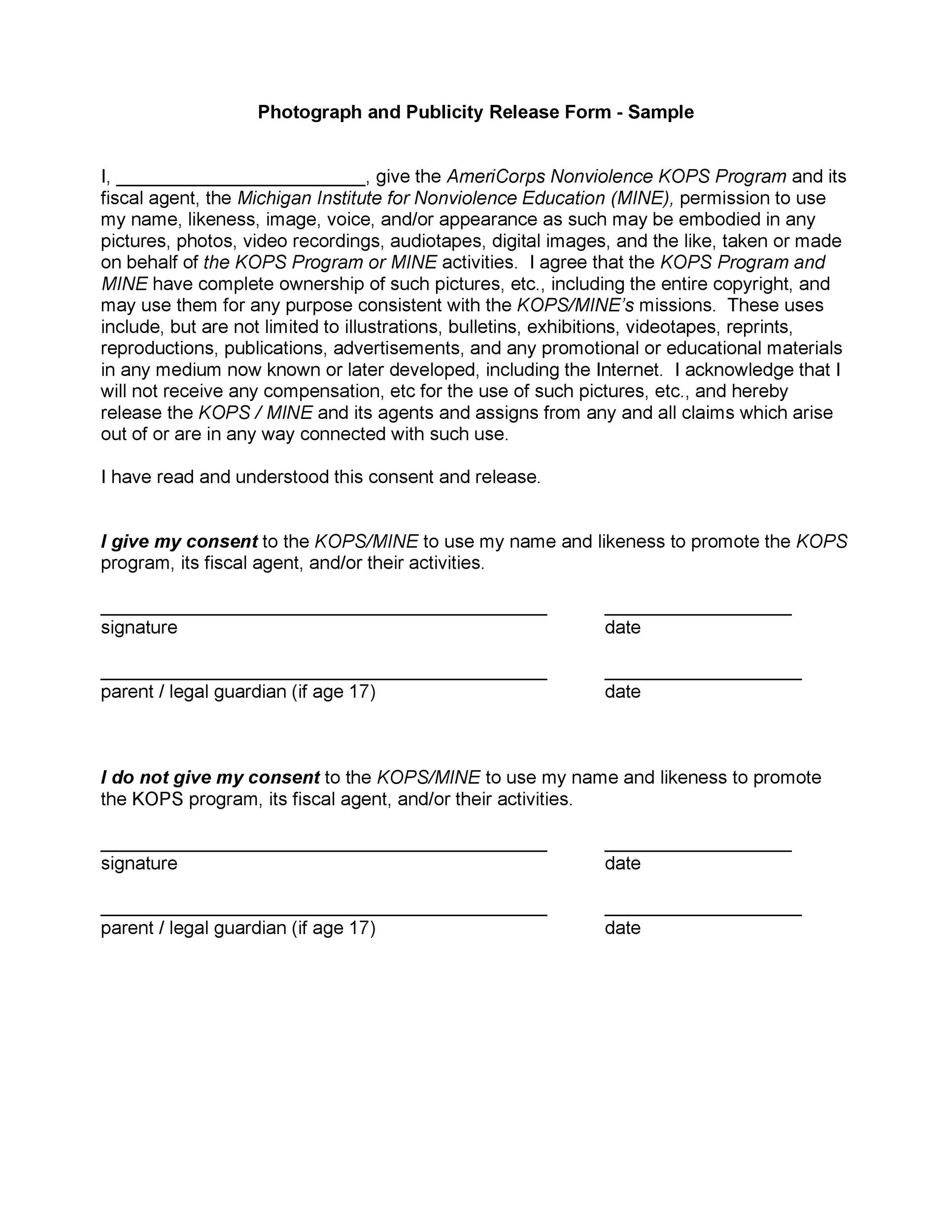 Model Consent Form Template