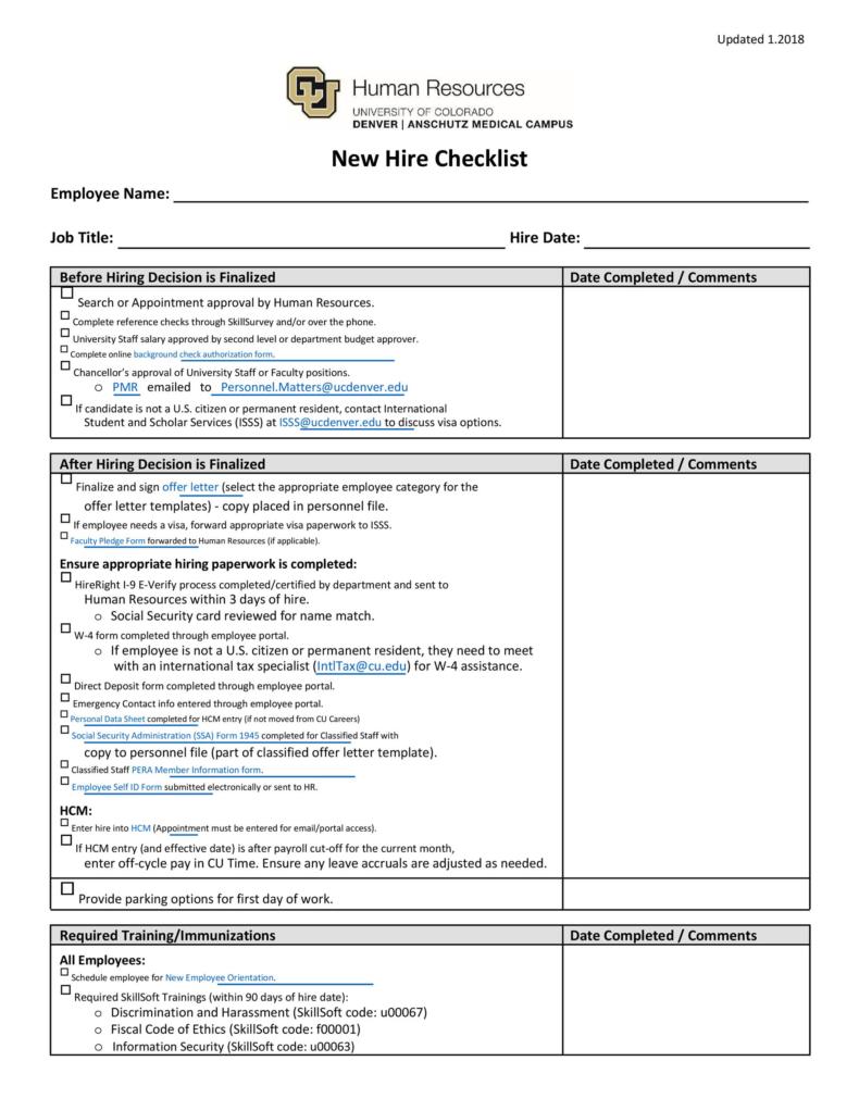 50 Useful New Hire Checklist Templates Forms ᐅ TemplateLab 50 Useful New Hire Checklist Templates Forms ᐅ TemplateLab