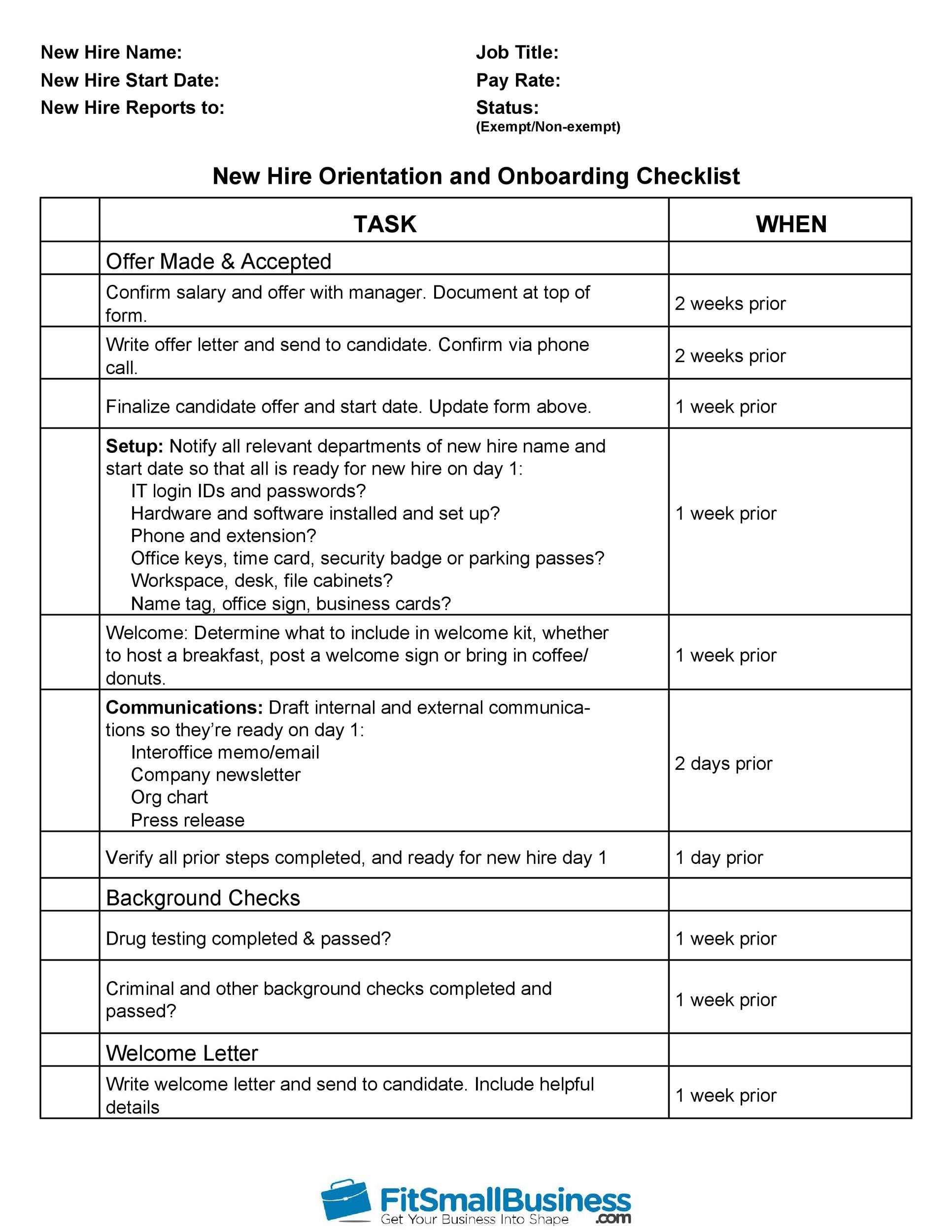Free new hire checklist 05