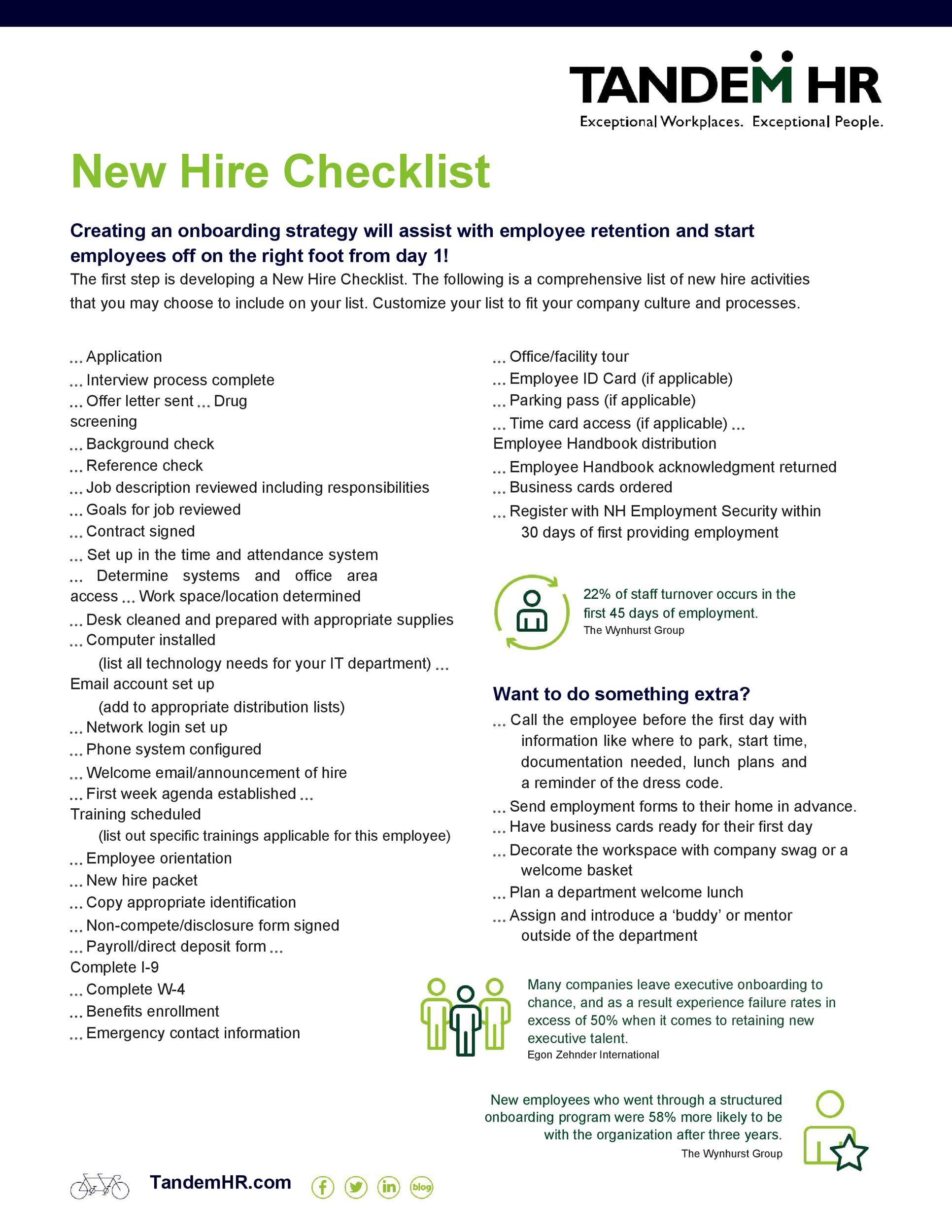 Free New Hire Checklist Template Word