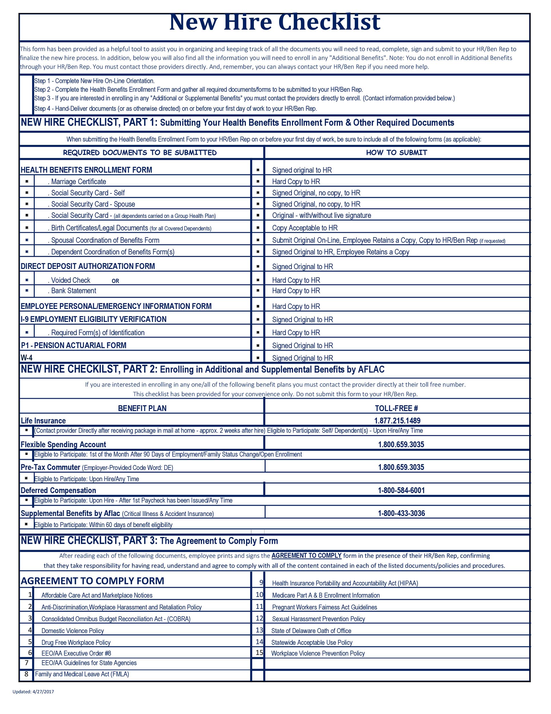 50 Useful New Hire Checklist Templates & Forms ᐅ TemplateLab