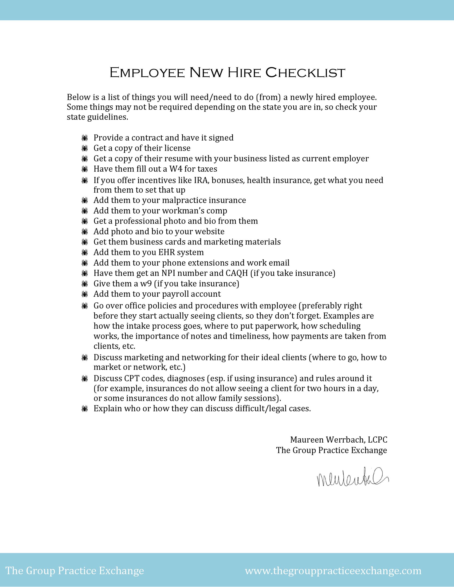 Free new hire checklist 26