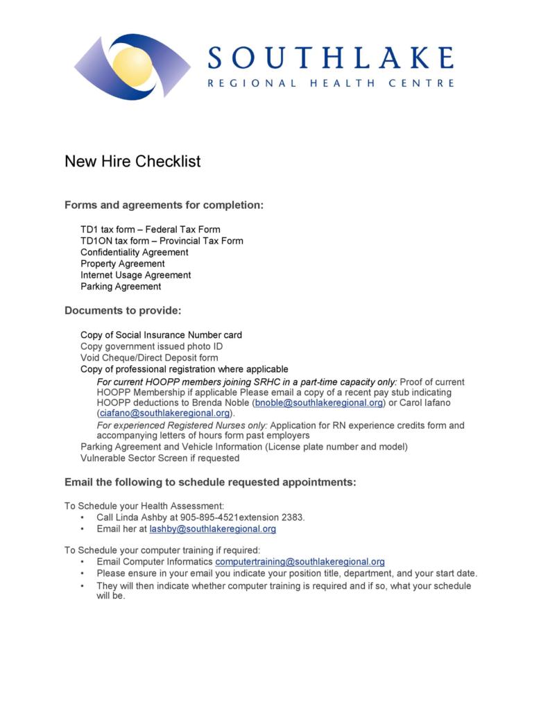 amazon new hire checklist