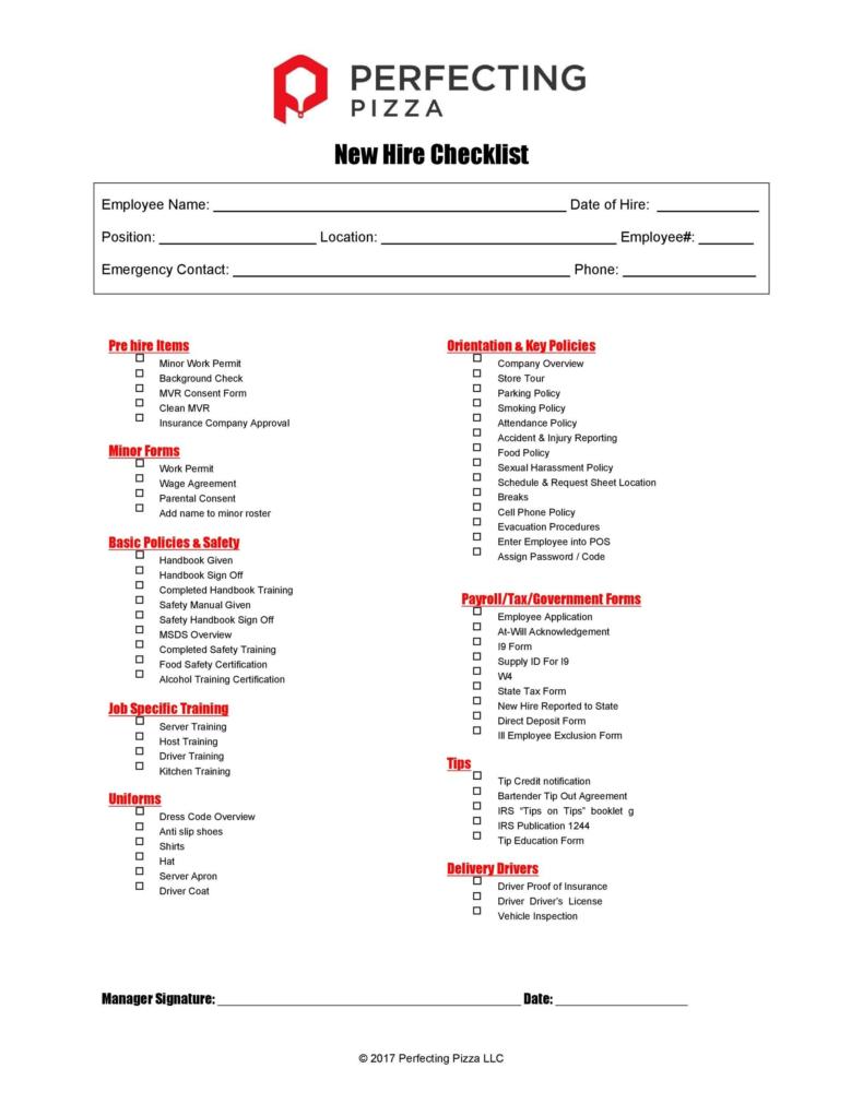 new hire checklist