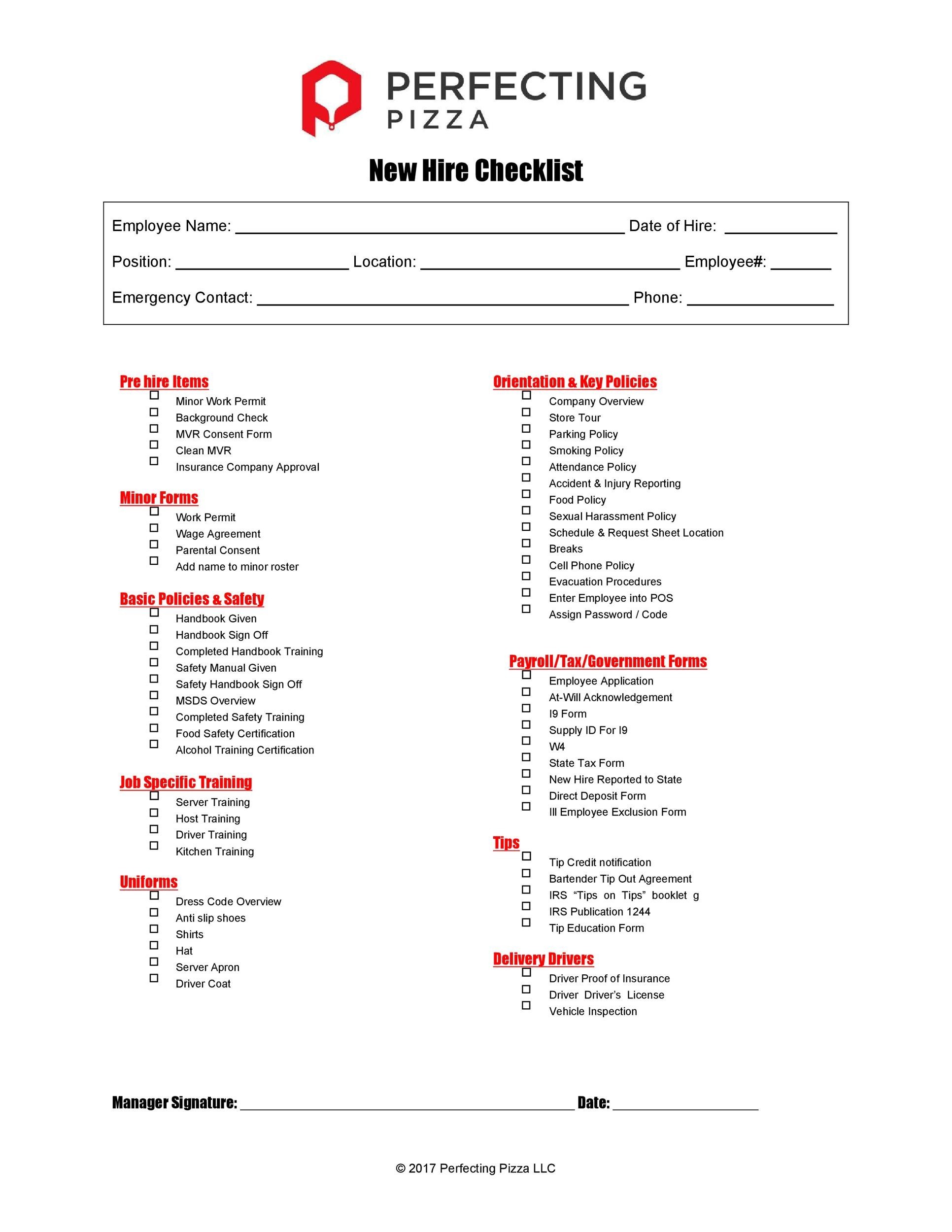 Free new hire checklist 40