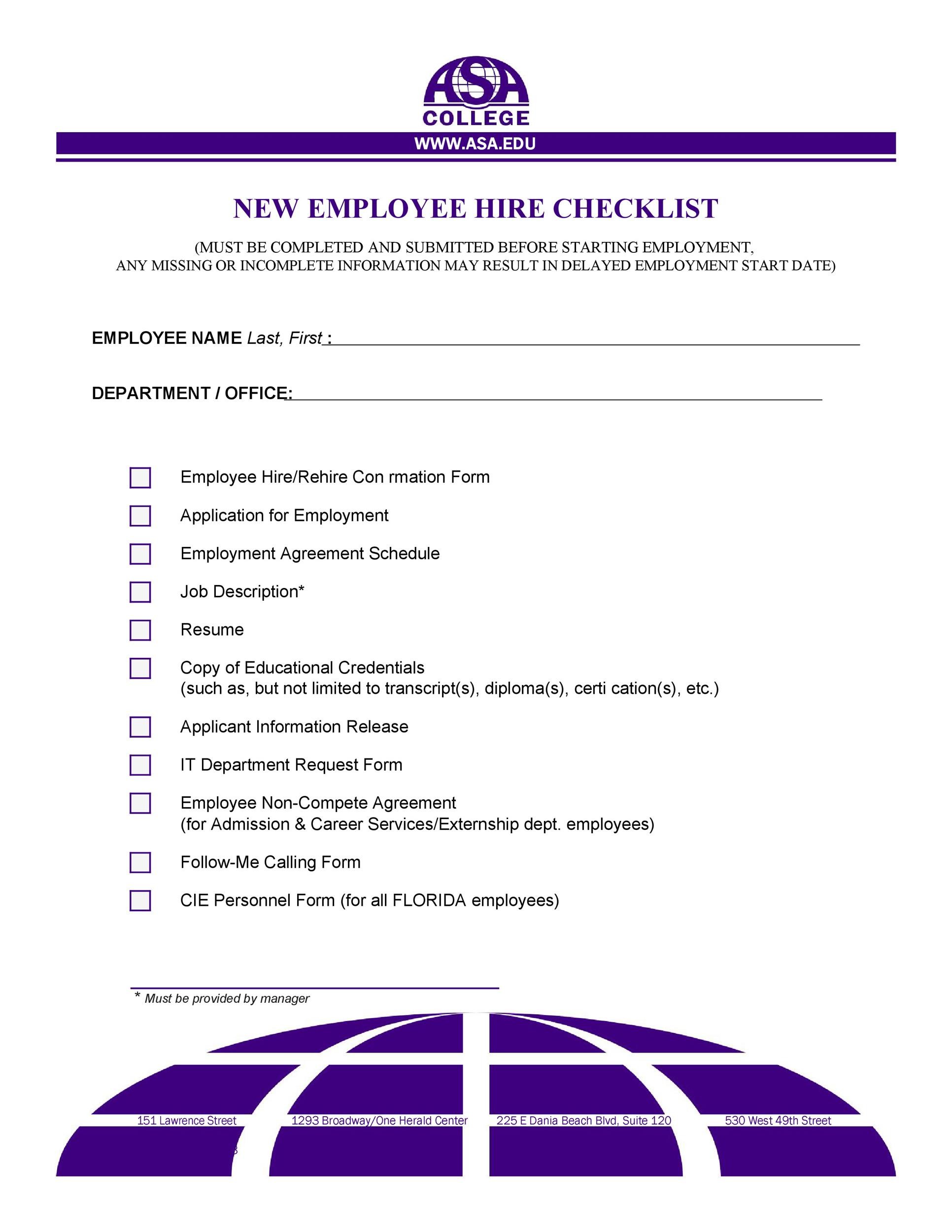 50 Useful New Hire Checklist Templates And Forms Templatelab