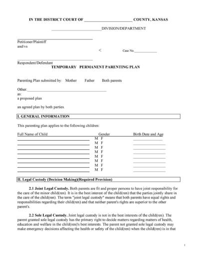 49 FREE Parenting Plan &amp; Custody Agreement Templates