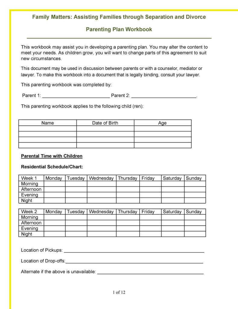 Free Printable Co Parenting Worksheets Pdf