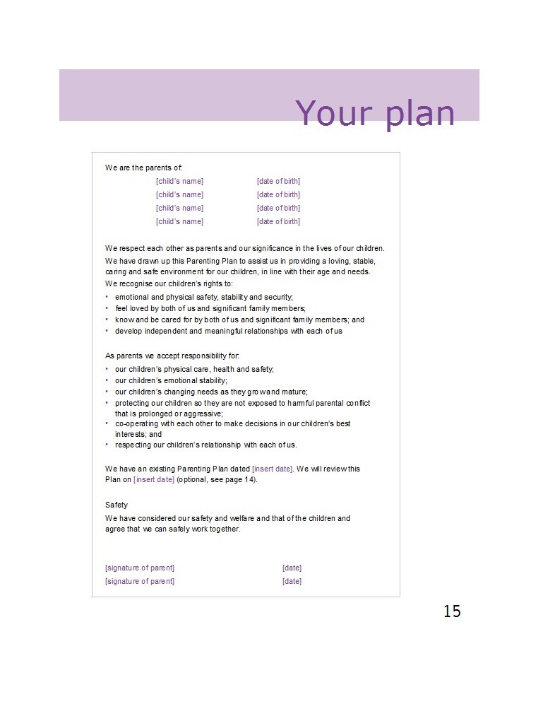 Free parenting plan template 05