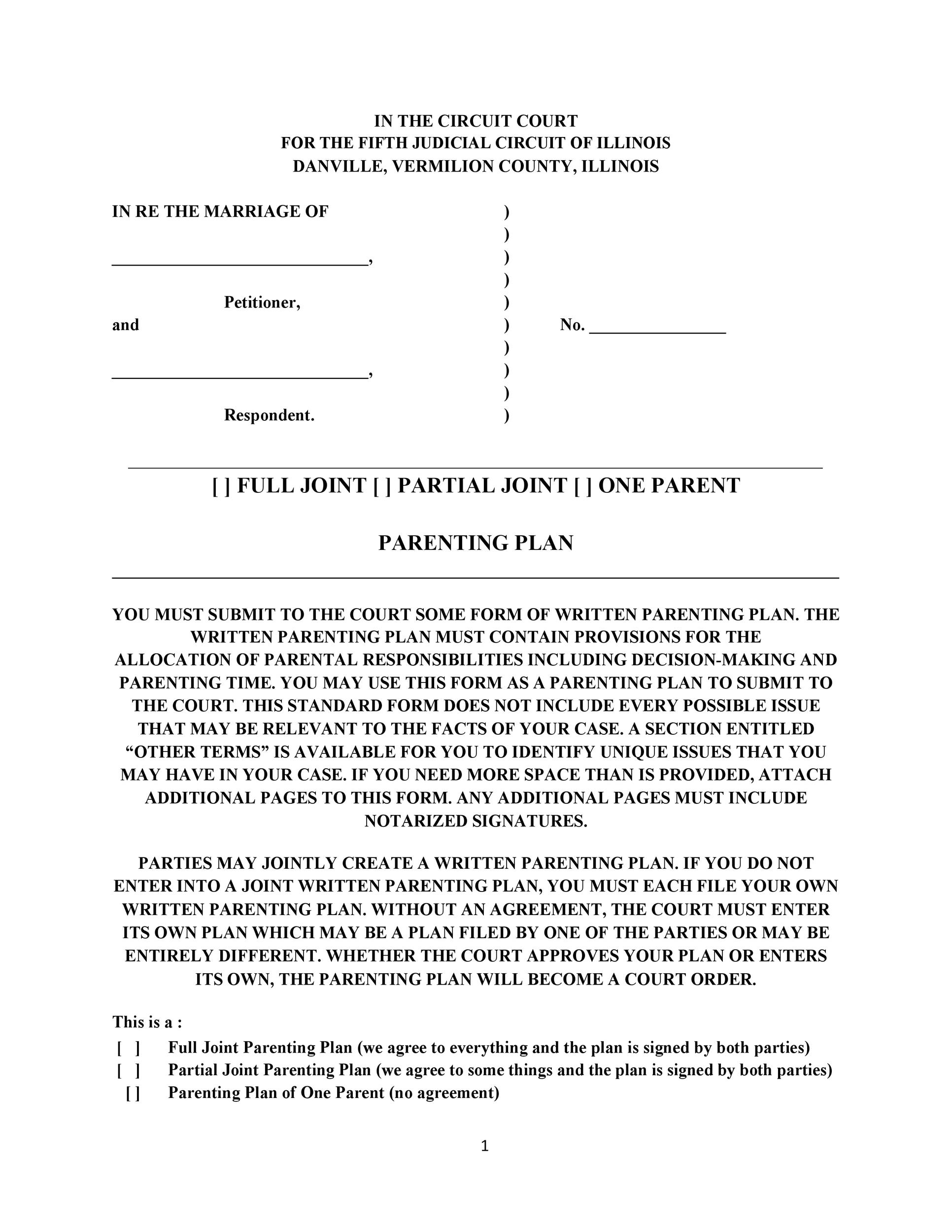 Parenting Plan Agreement Template from templatelab.com