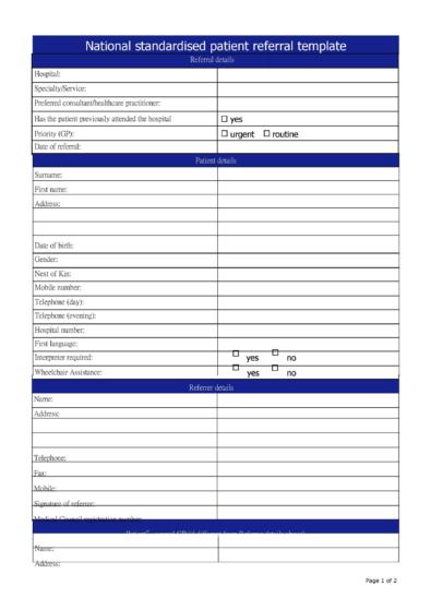 50 Referral Form Templates Medical And General Templatelab 3218