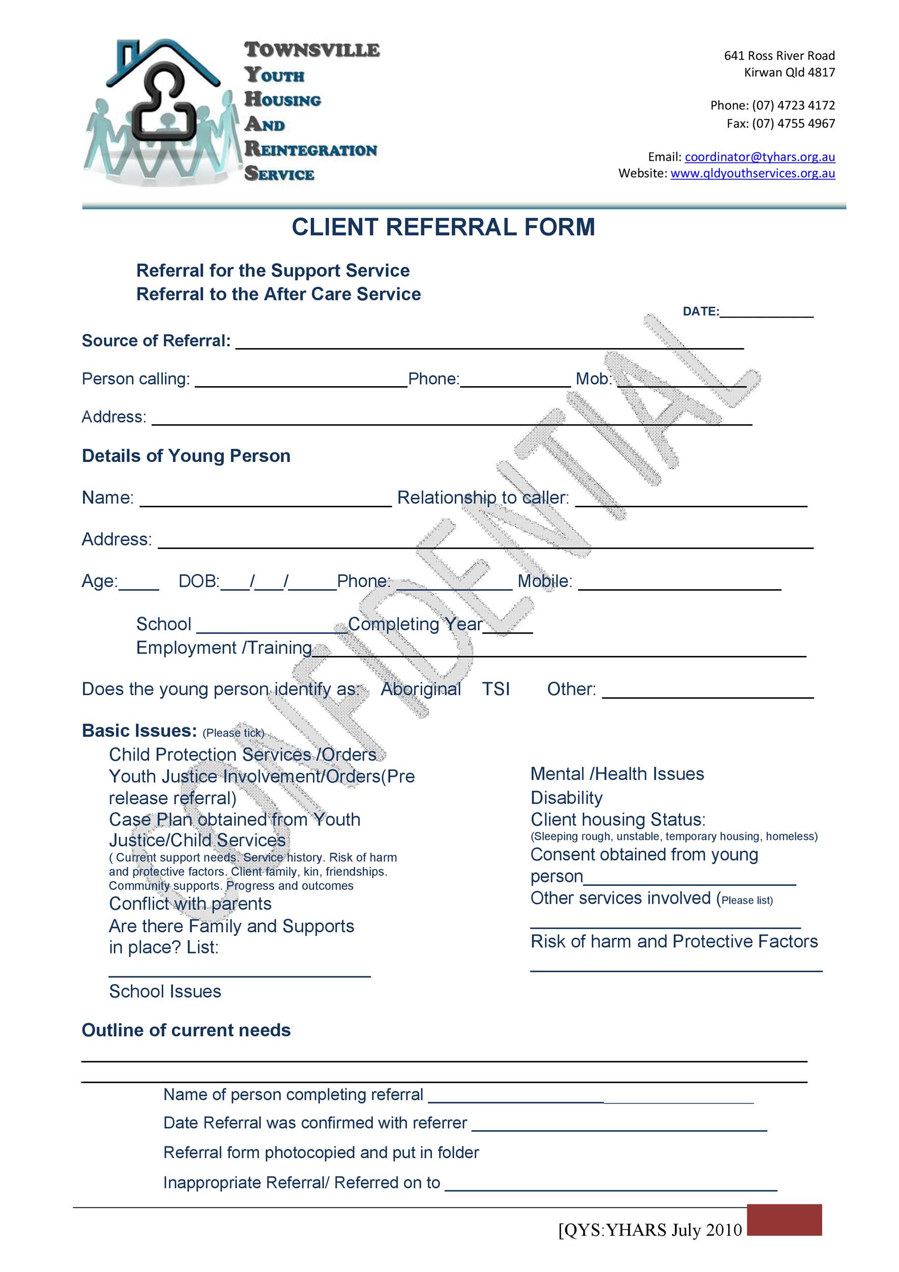 50 Referral Form Templates Medical And General Templatelab 5254