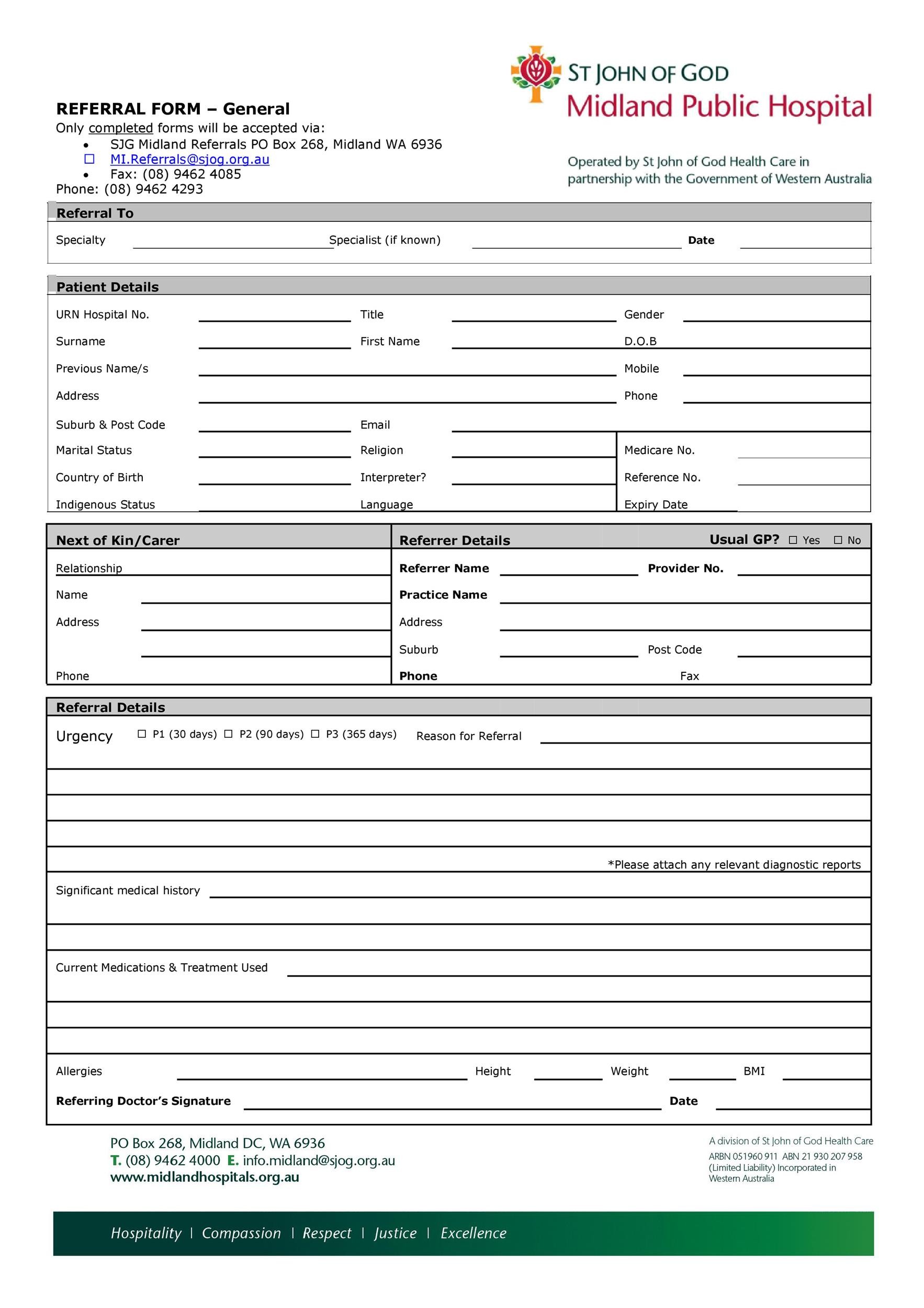 50 Referral Form Templates Medical And General Templatelab 3841