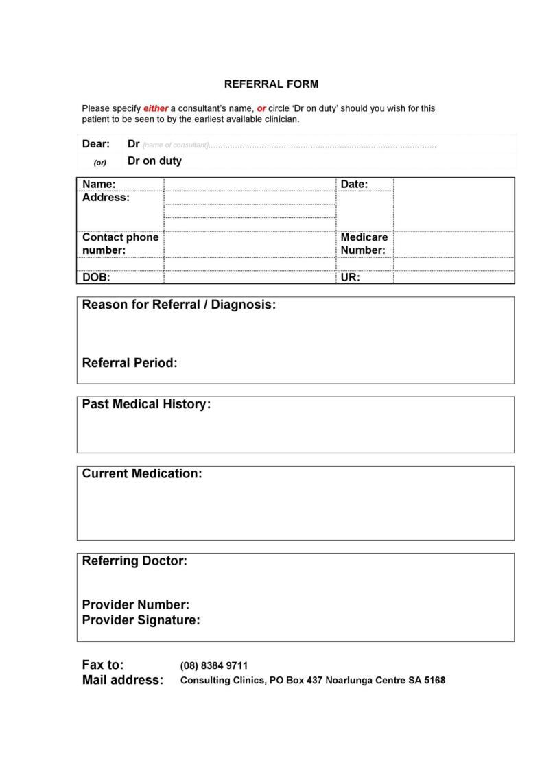 50 Referral Form Templates Medical And General Templatelab 5350