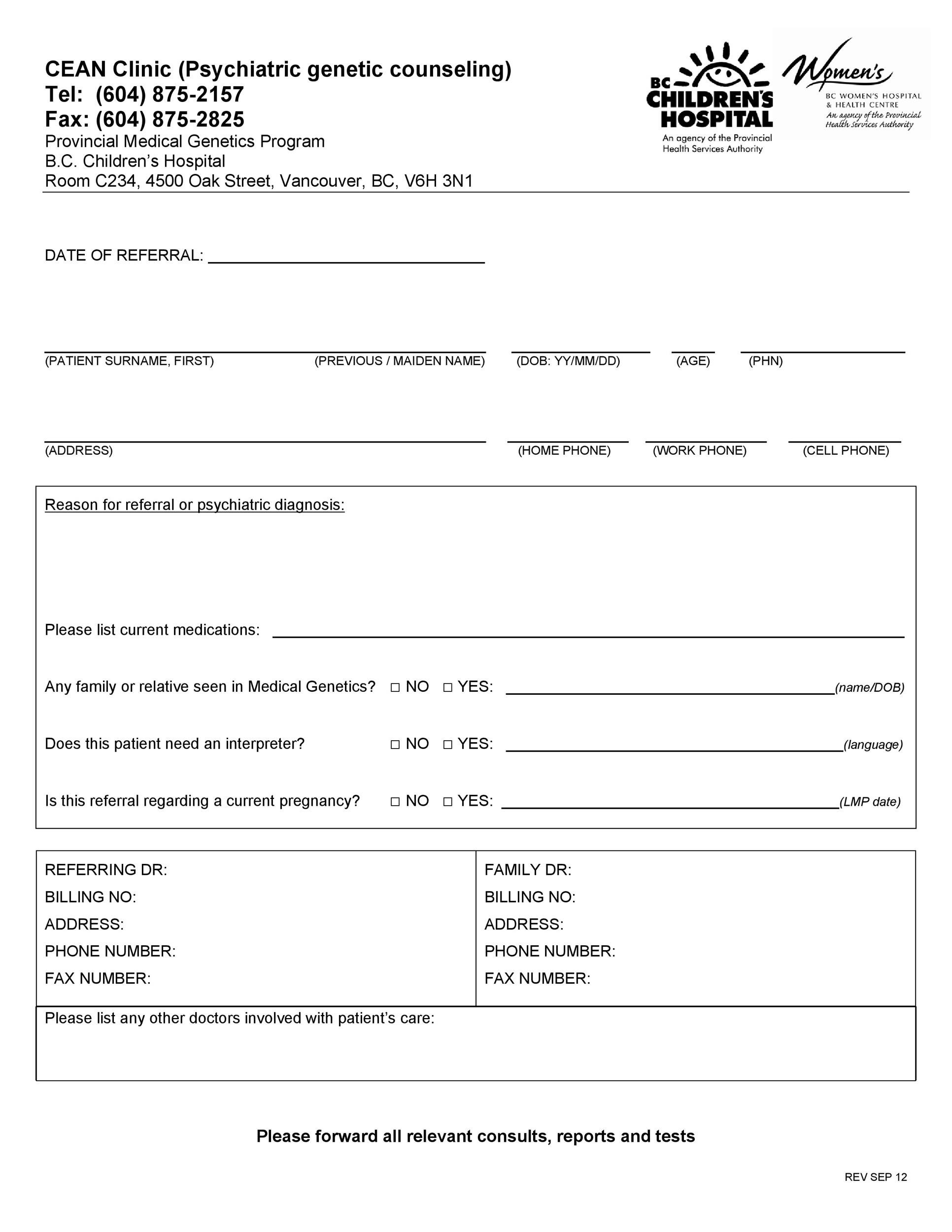 50 Referral Form Templates Medical And General Templatelab 0853