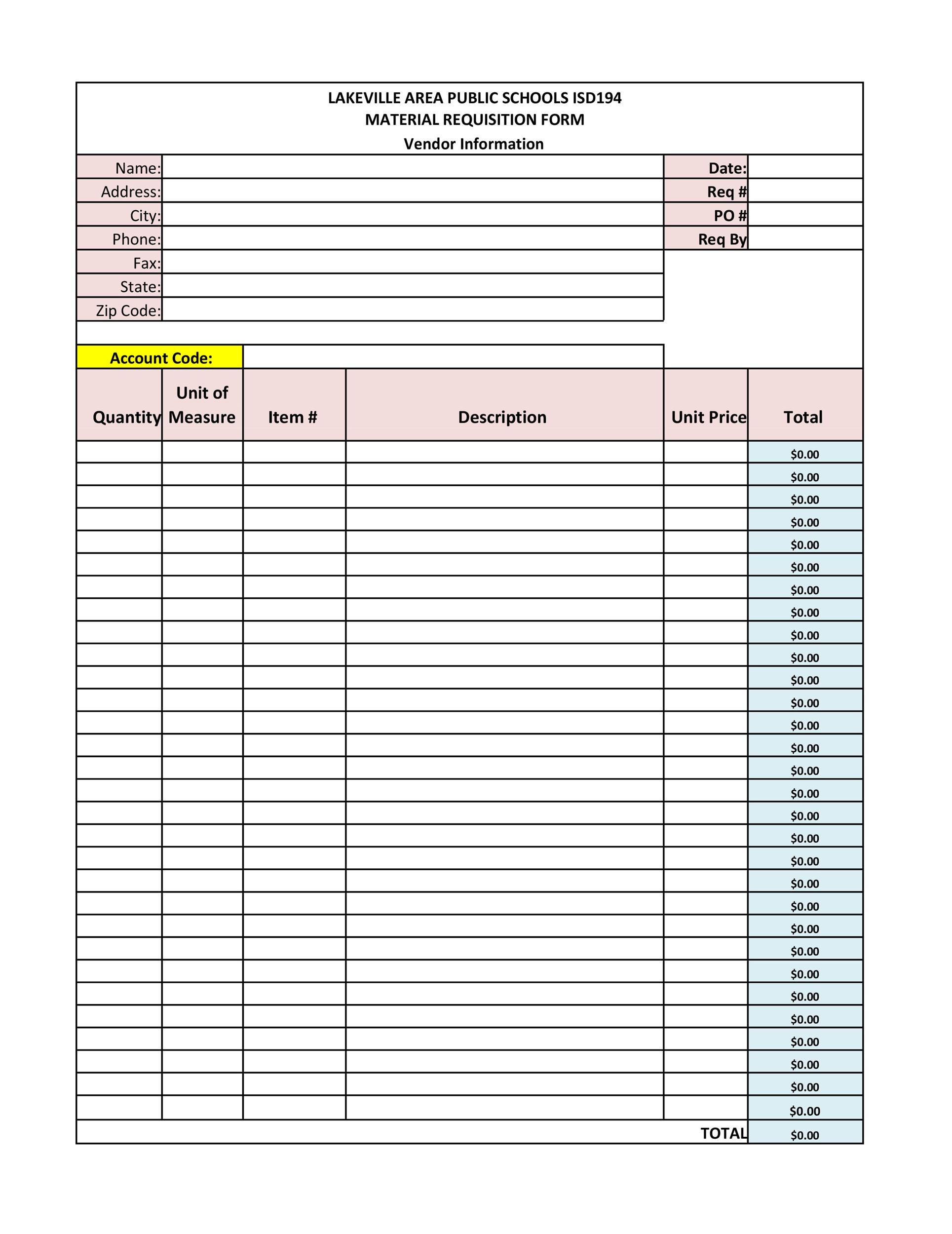 11+ Requisition Form Excel ~ Sample Excel Templates