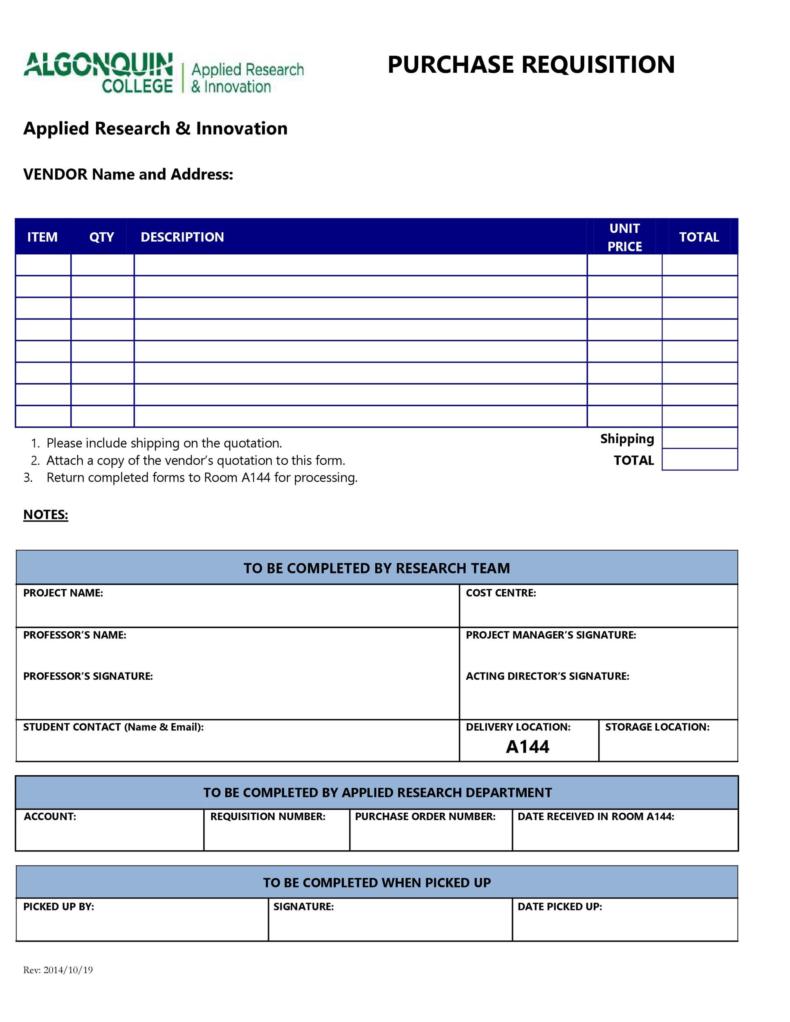 50 Professional Requisition Forms [Purchase / Materials / Lab]