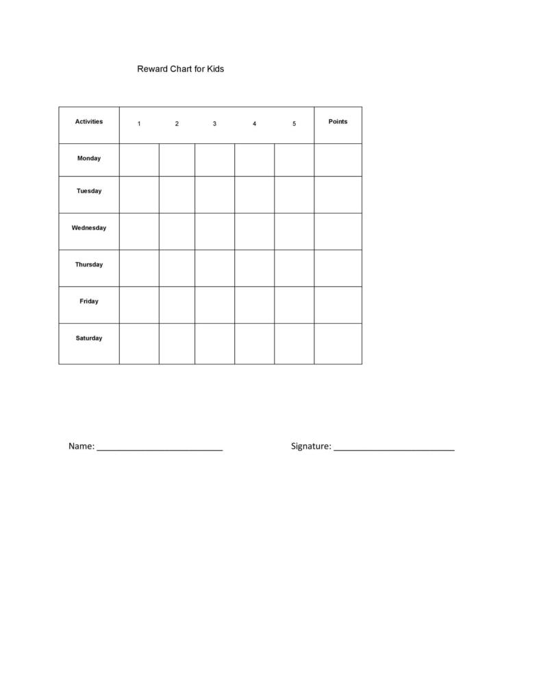 44 printable reward charts for kids pdf excel word