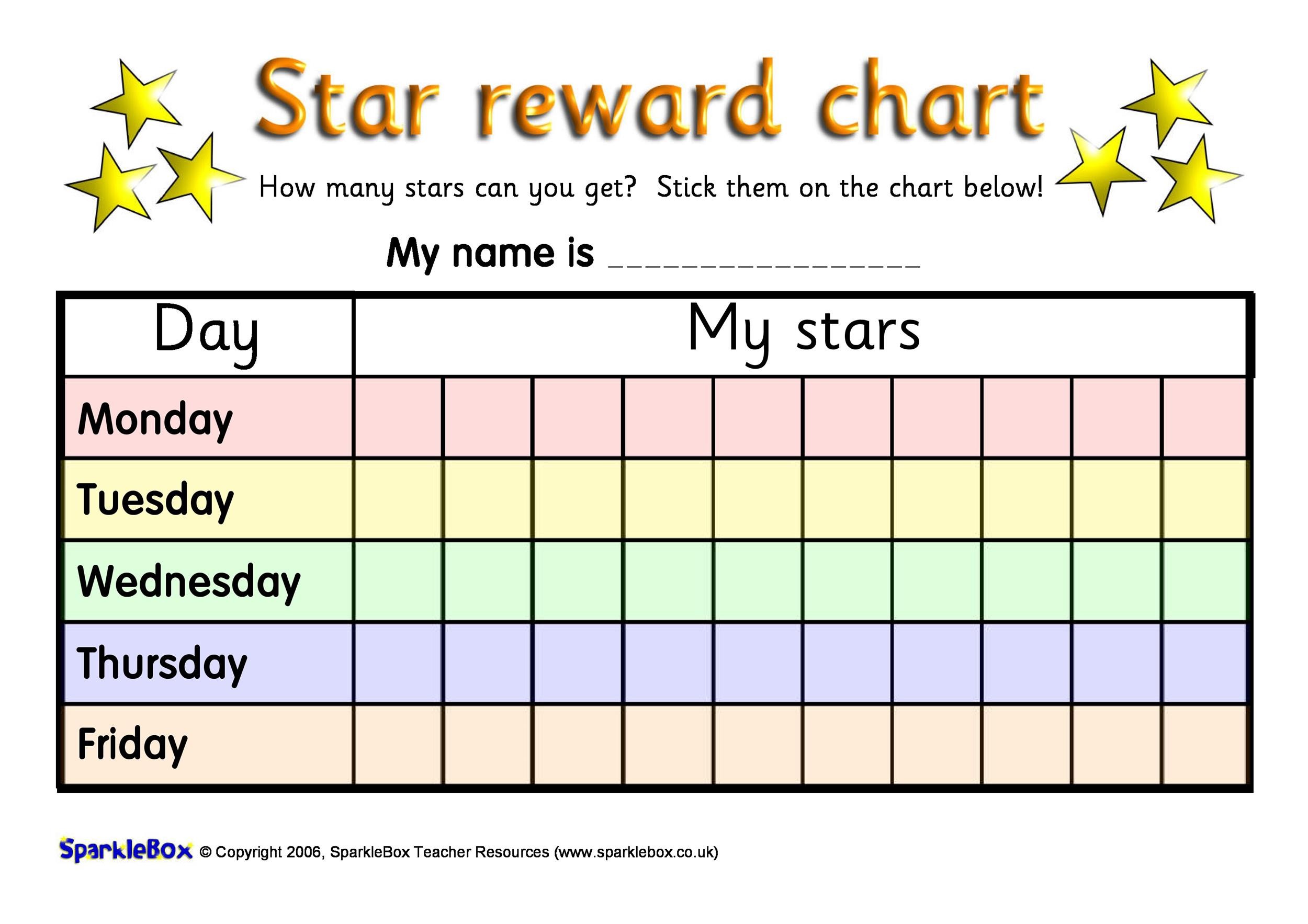 Monthly Reward Chart Printable - Printable Word Searches