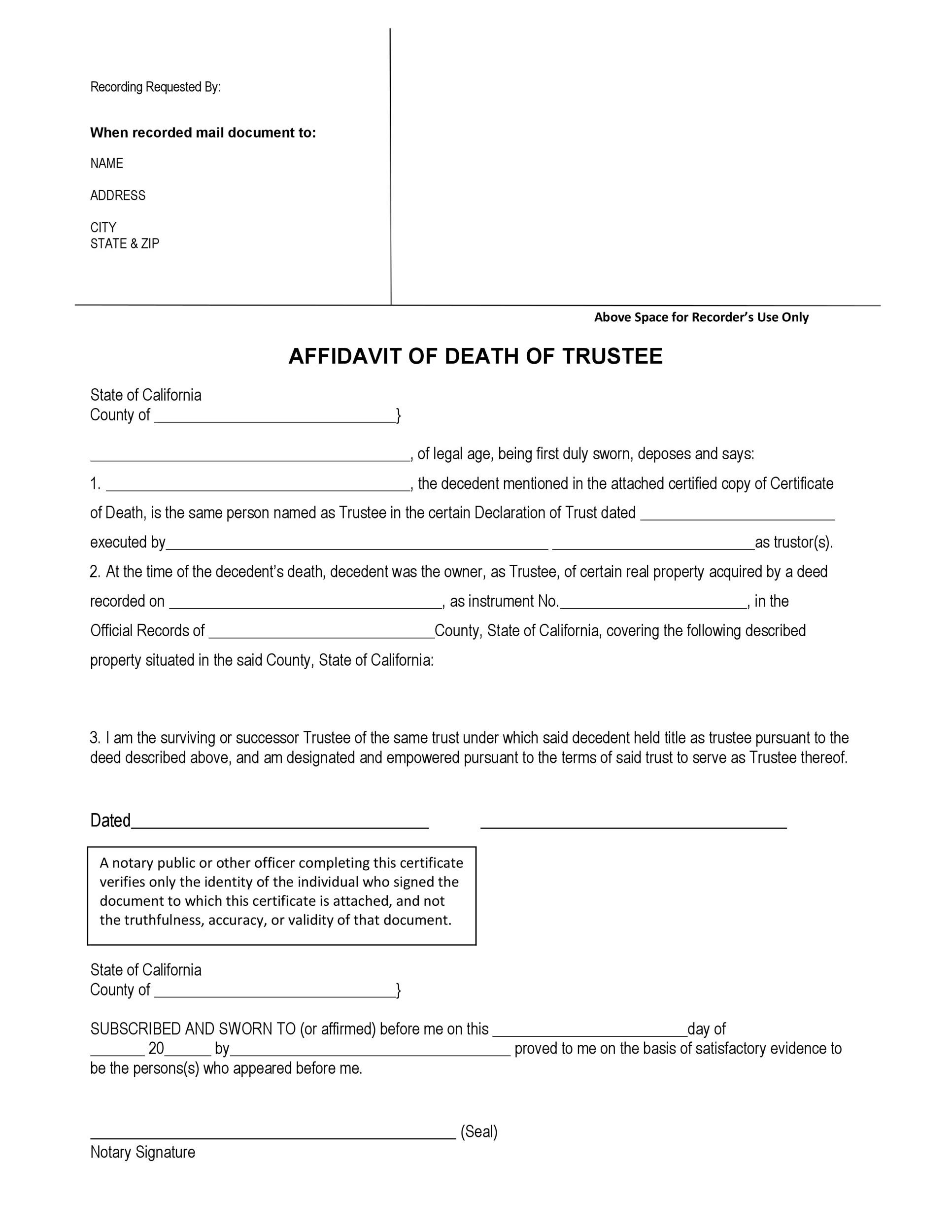 Affidavit Of Death 6 Examples Format Pdf Examples - Bank2home.com