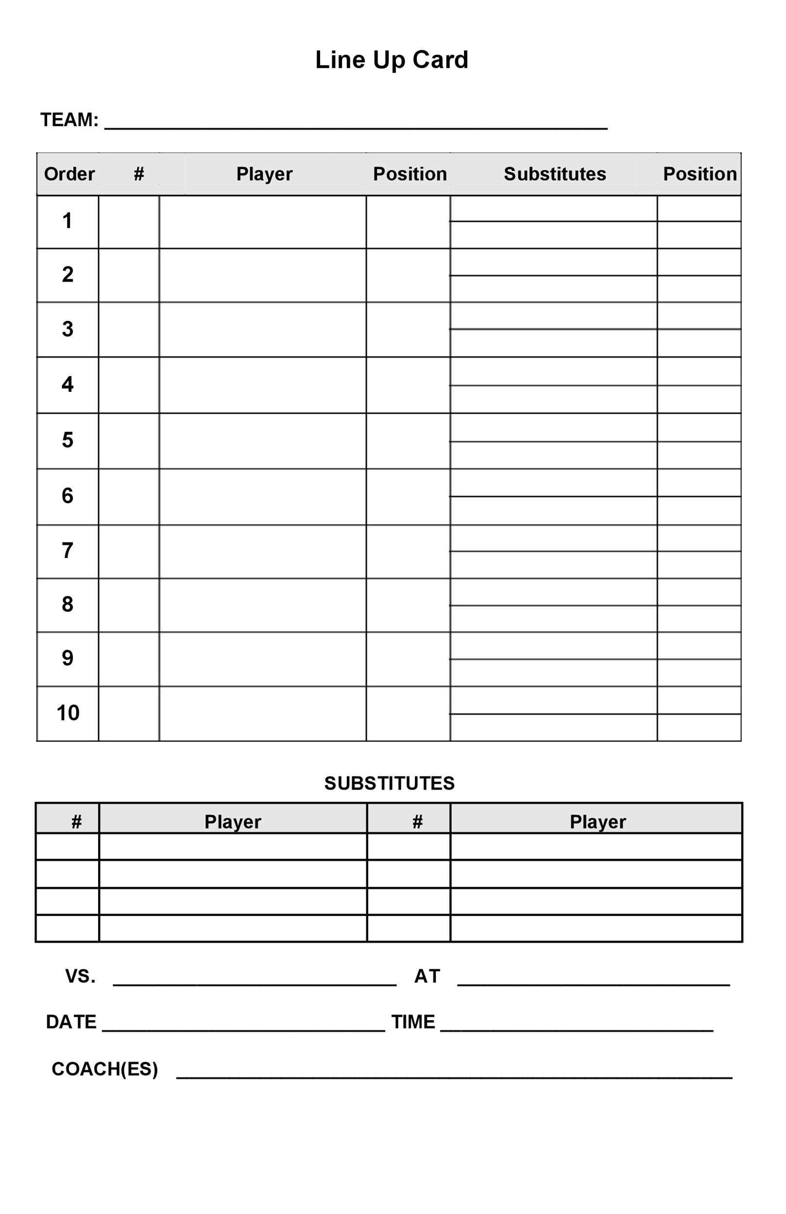 Free Printable Batting Lineup Sheets