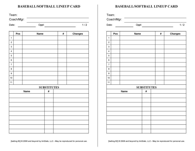 33 Printable Baseball Lineup Templates [Free Download] ᐅ TemplateLab