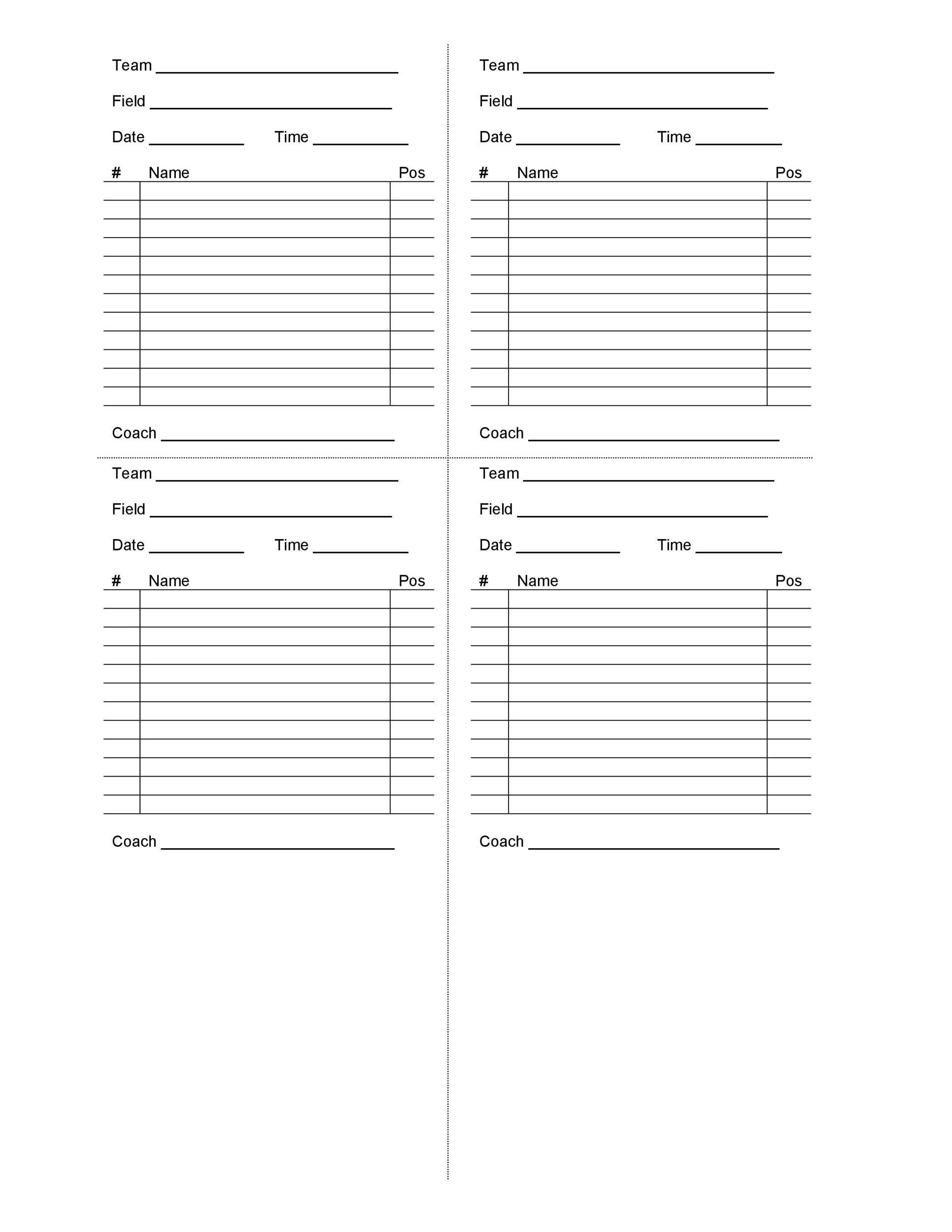 Baseball Field Lineup Template ≡ Fill Out Printable PDF Forms Online