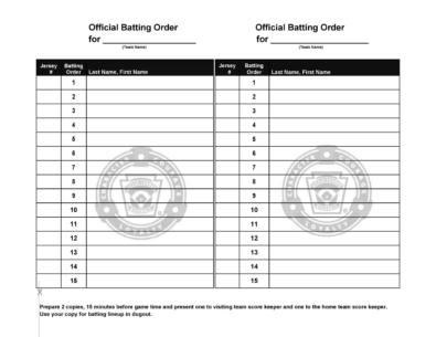 33 Printable Baseball Lineup Templates - Baseball Lineup Template 29 395x305