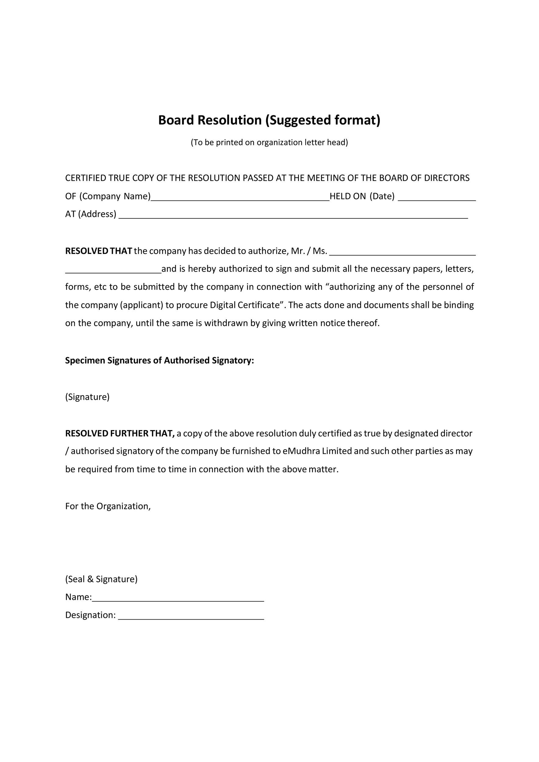 Board Of Directors Resolution Template South Africa The Templates Art