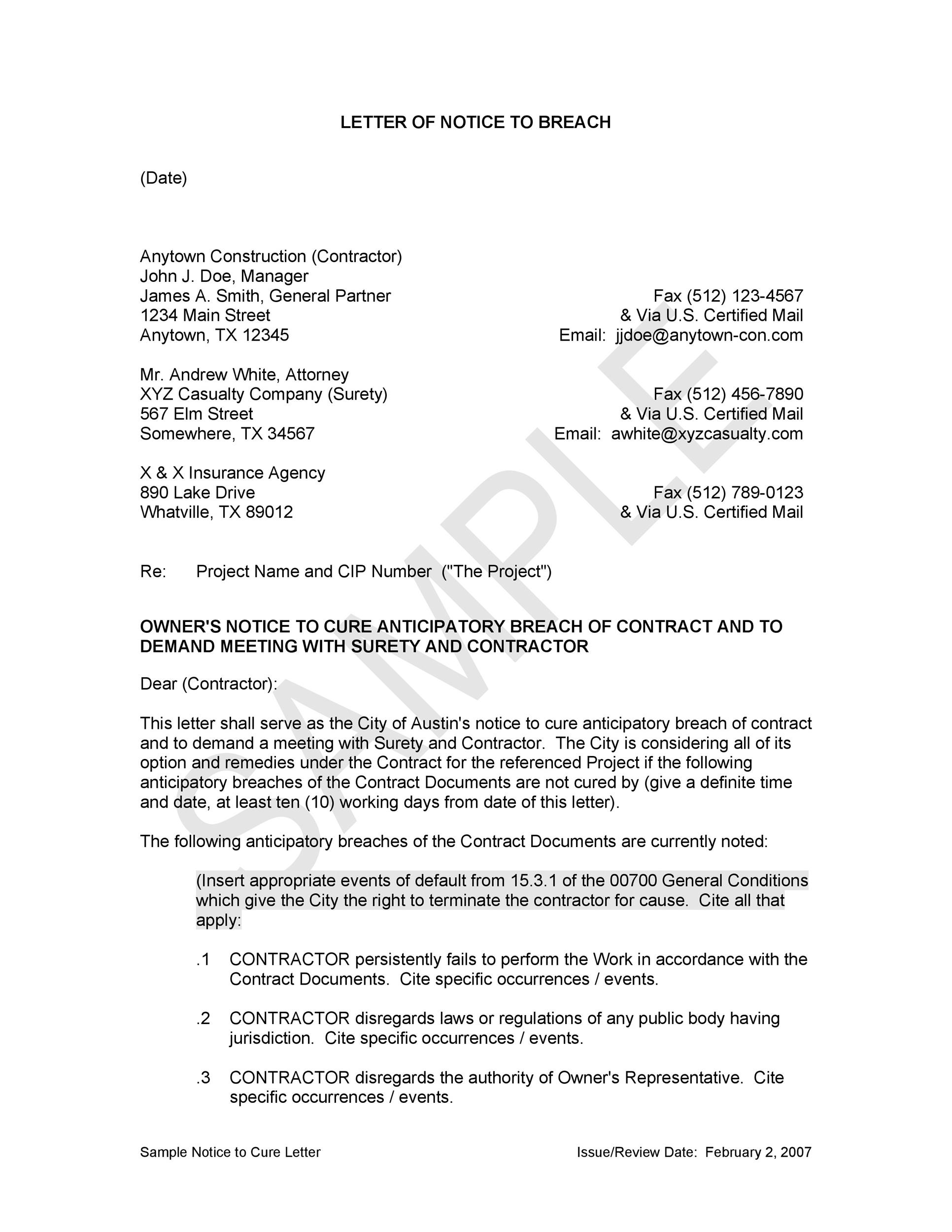 Breach Of Contract Letter Pdf from templatelab.com