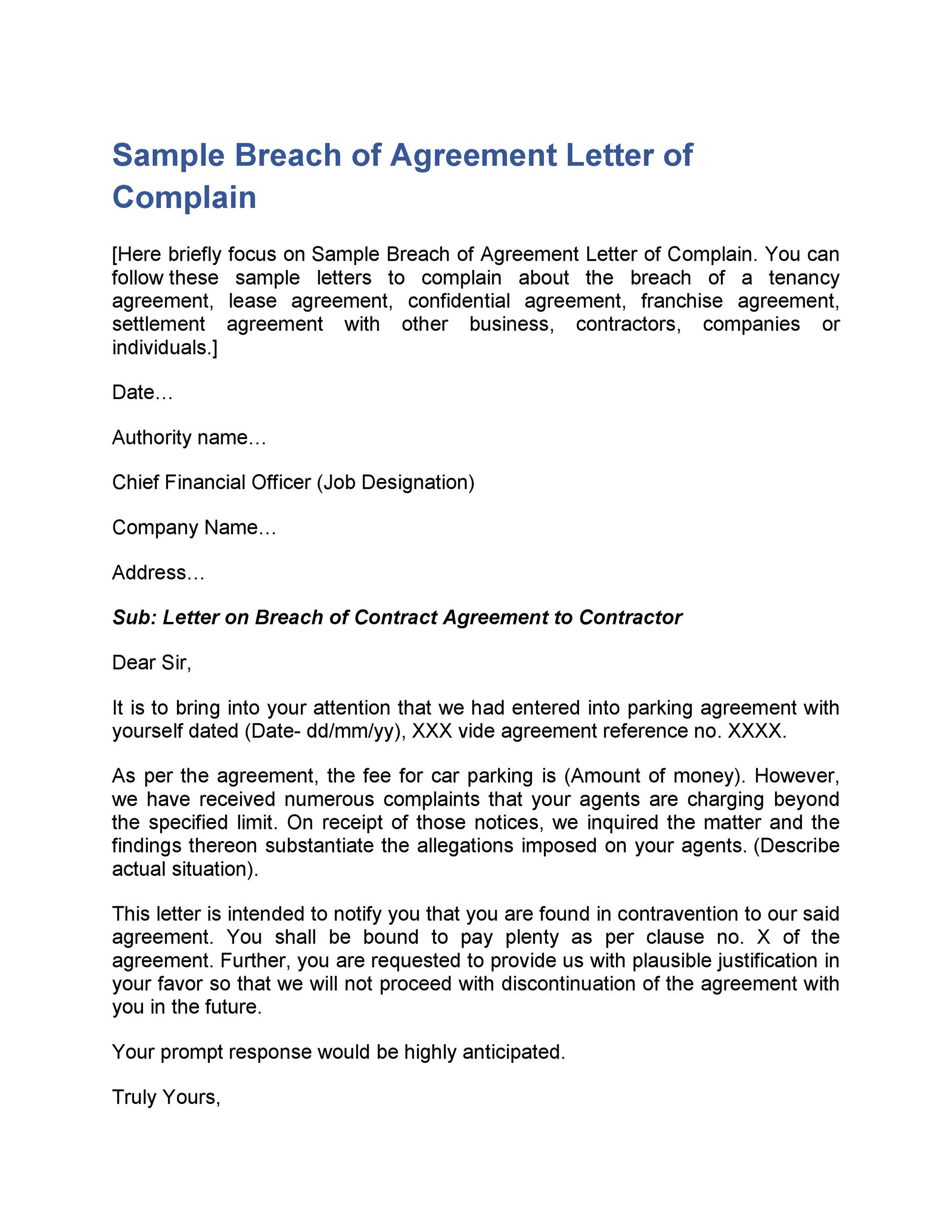 Demand Letter For Breach Of Contract from templatelab.com