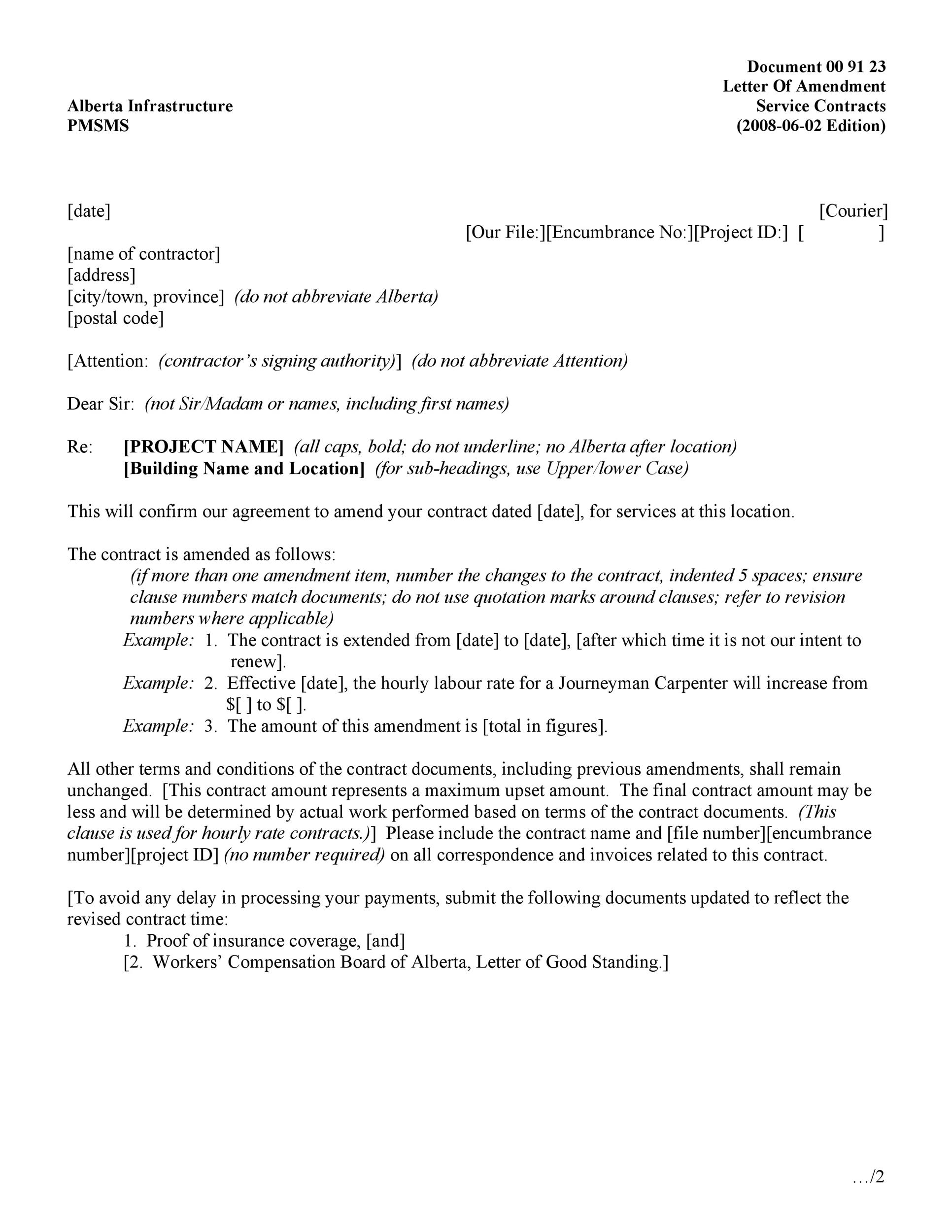 Free contract amendment 01