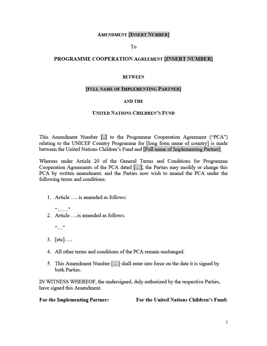 contract assignment amendment