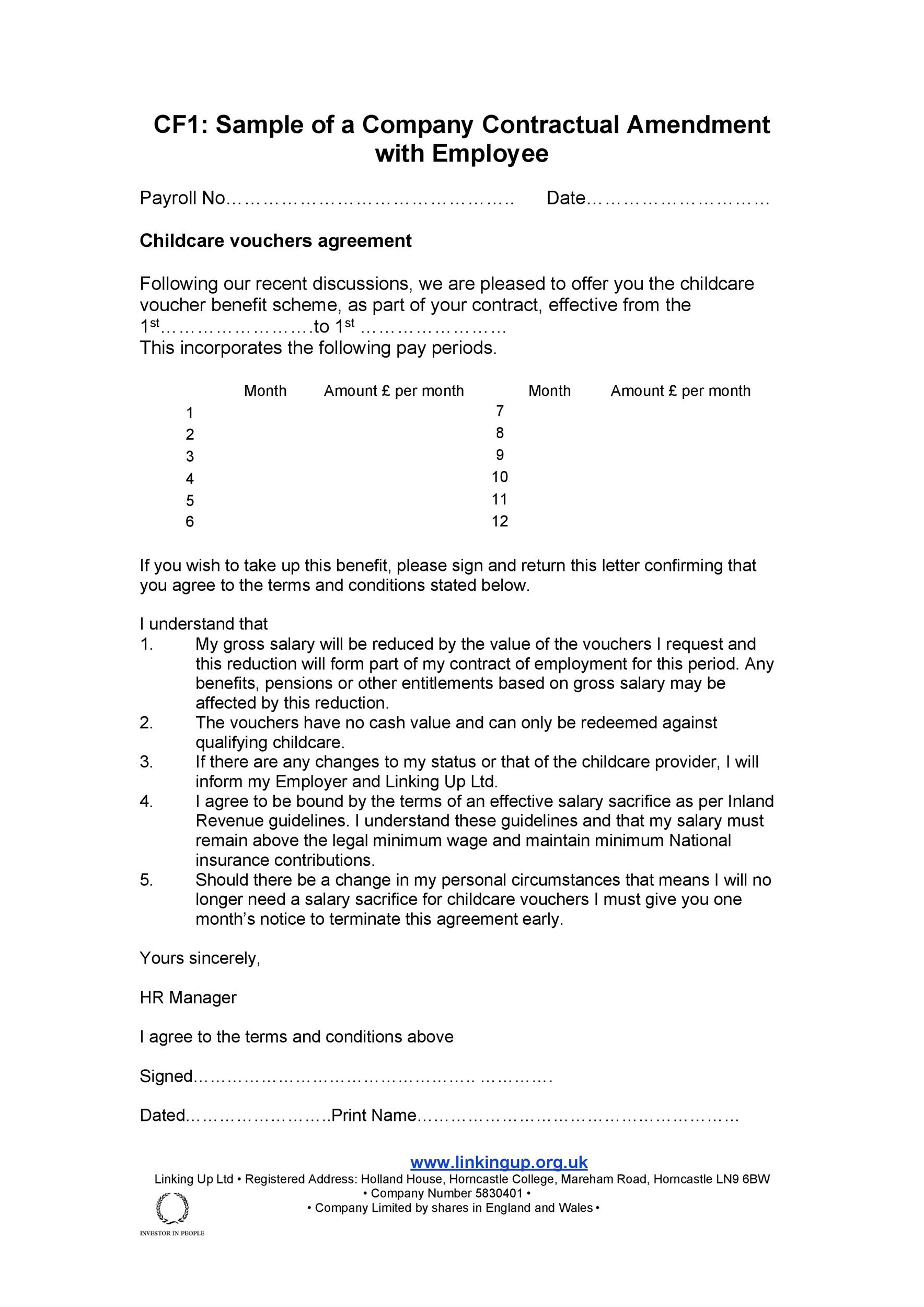 Free contract amendment 10