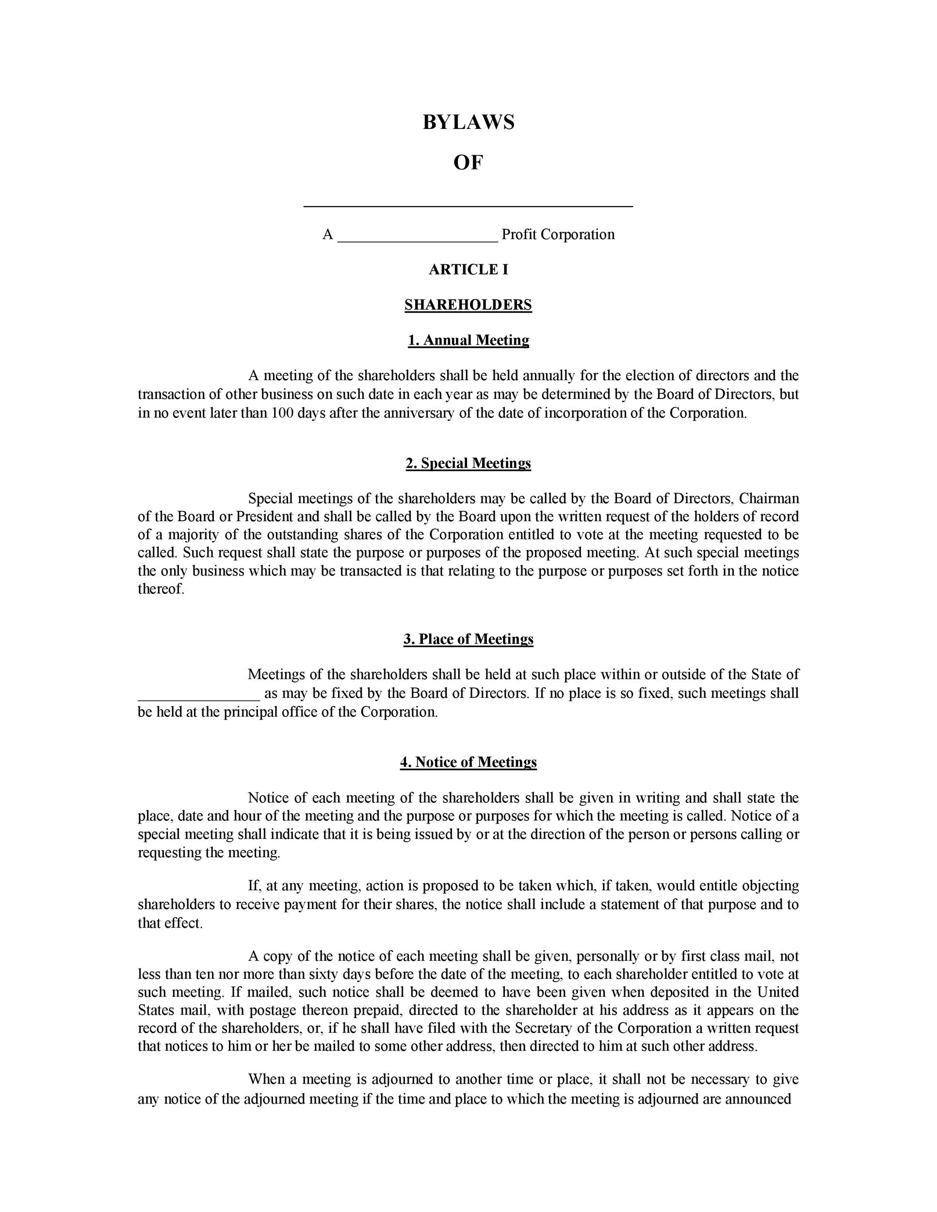 Free Company Constitution Template Printable Templates