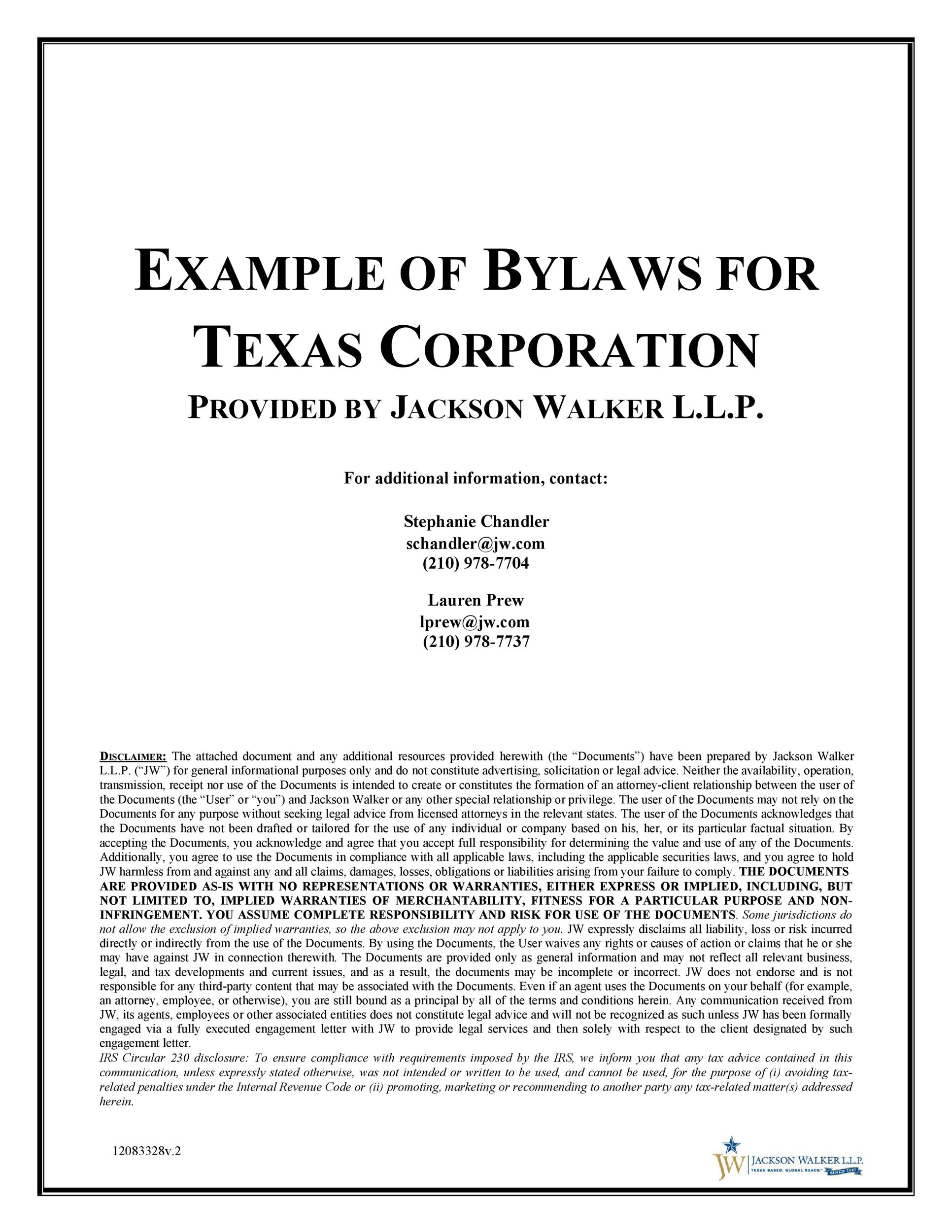 Free corporate bylaws 40
