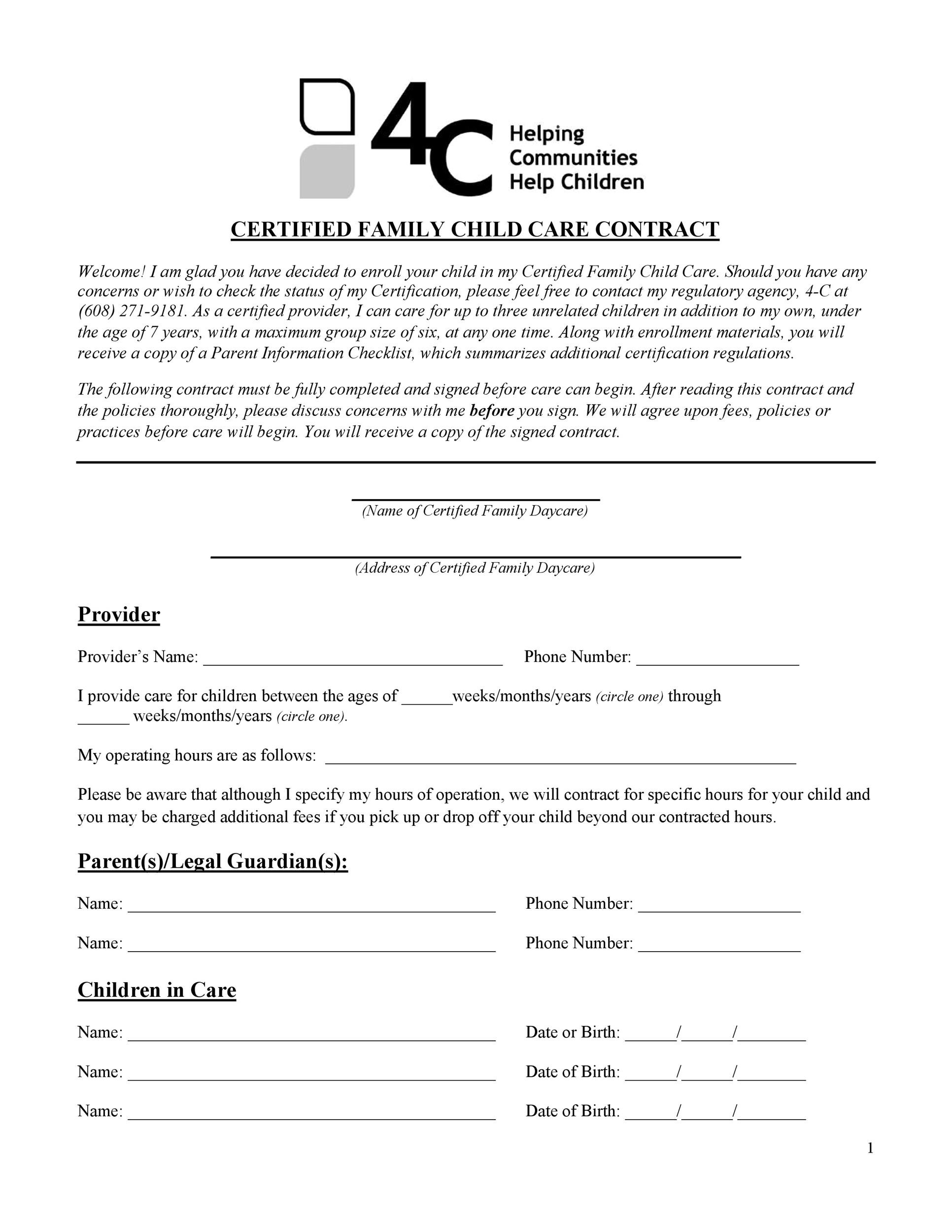 Free daycare contract 08