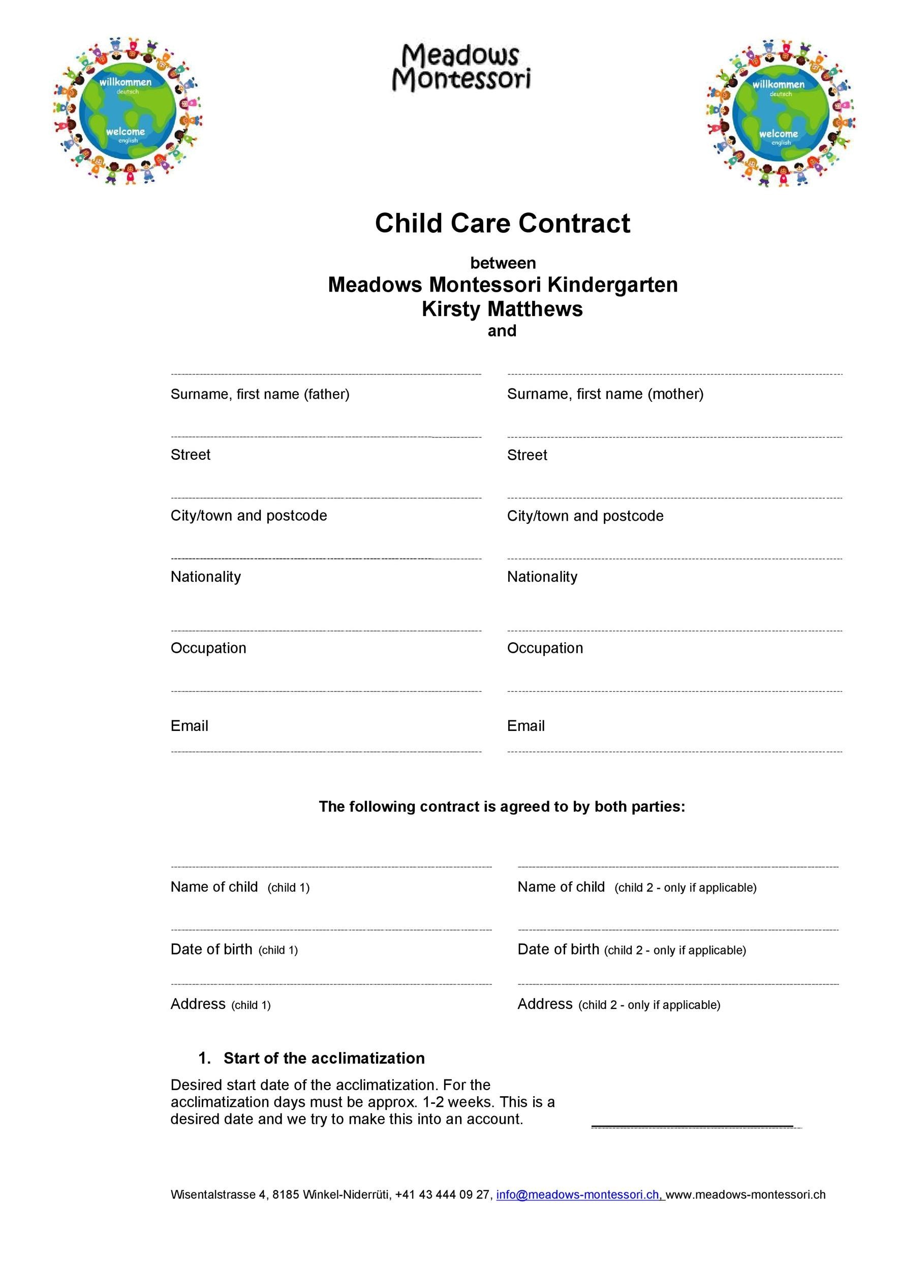 Free daycare contract 42