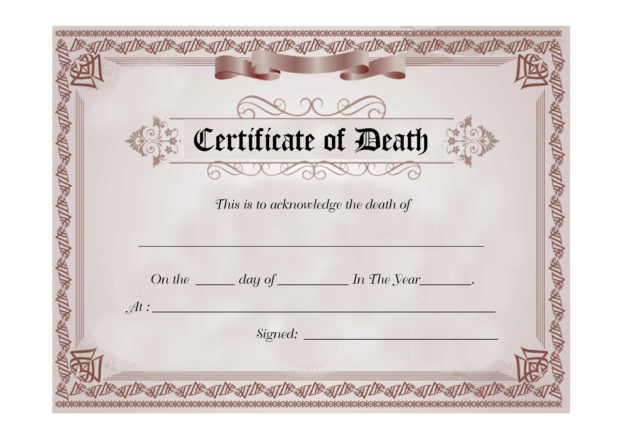 37 Blank Death Certificate Templates 100% FREE ᐅ TemplateLab