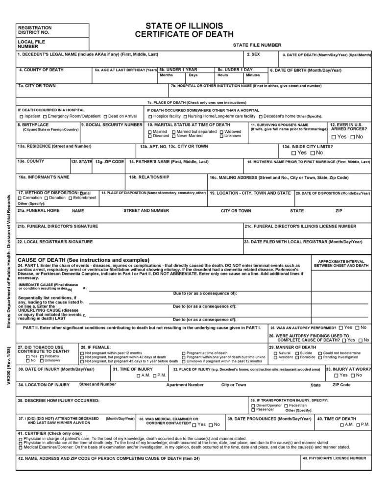 Death Certificate Printable And Fillable Fill Out Sign Online Dochub