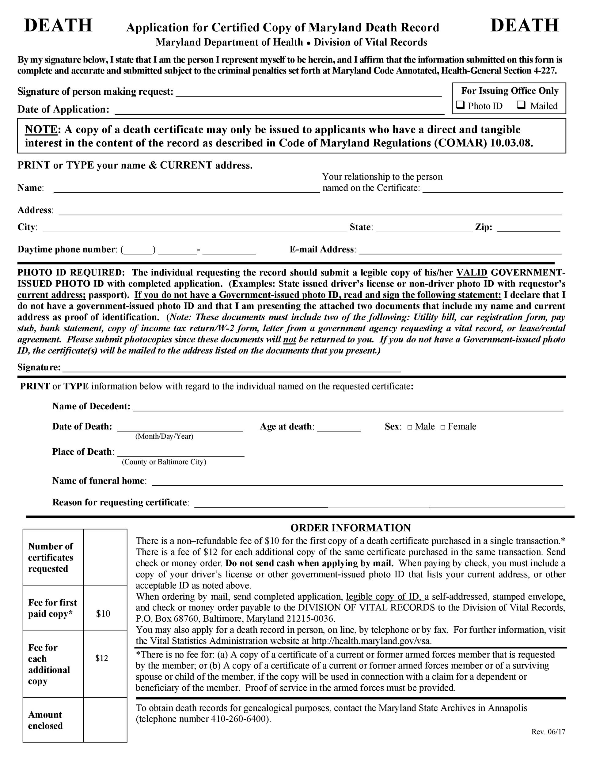 Free death certificate template 24